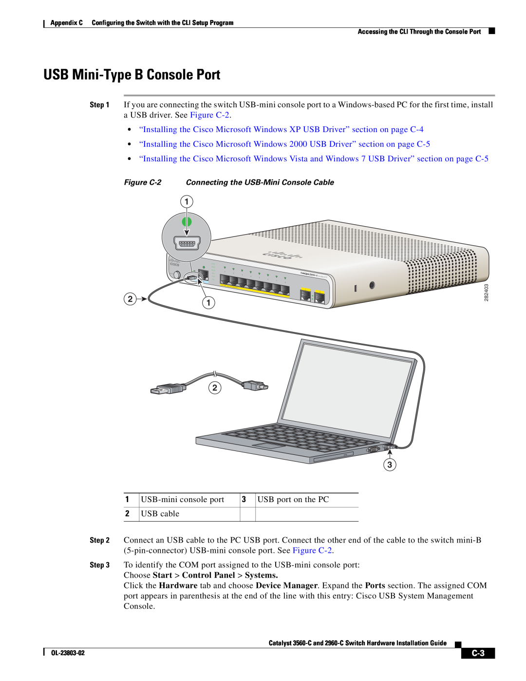 Cisco Systems 3560-C manual USB Mini-Type B Console Port 