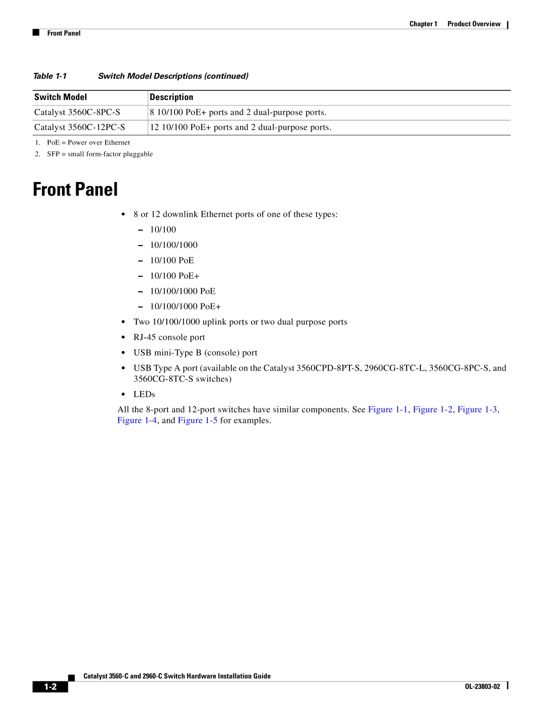 Cisco Systems 3560-C manual Front Panel 