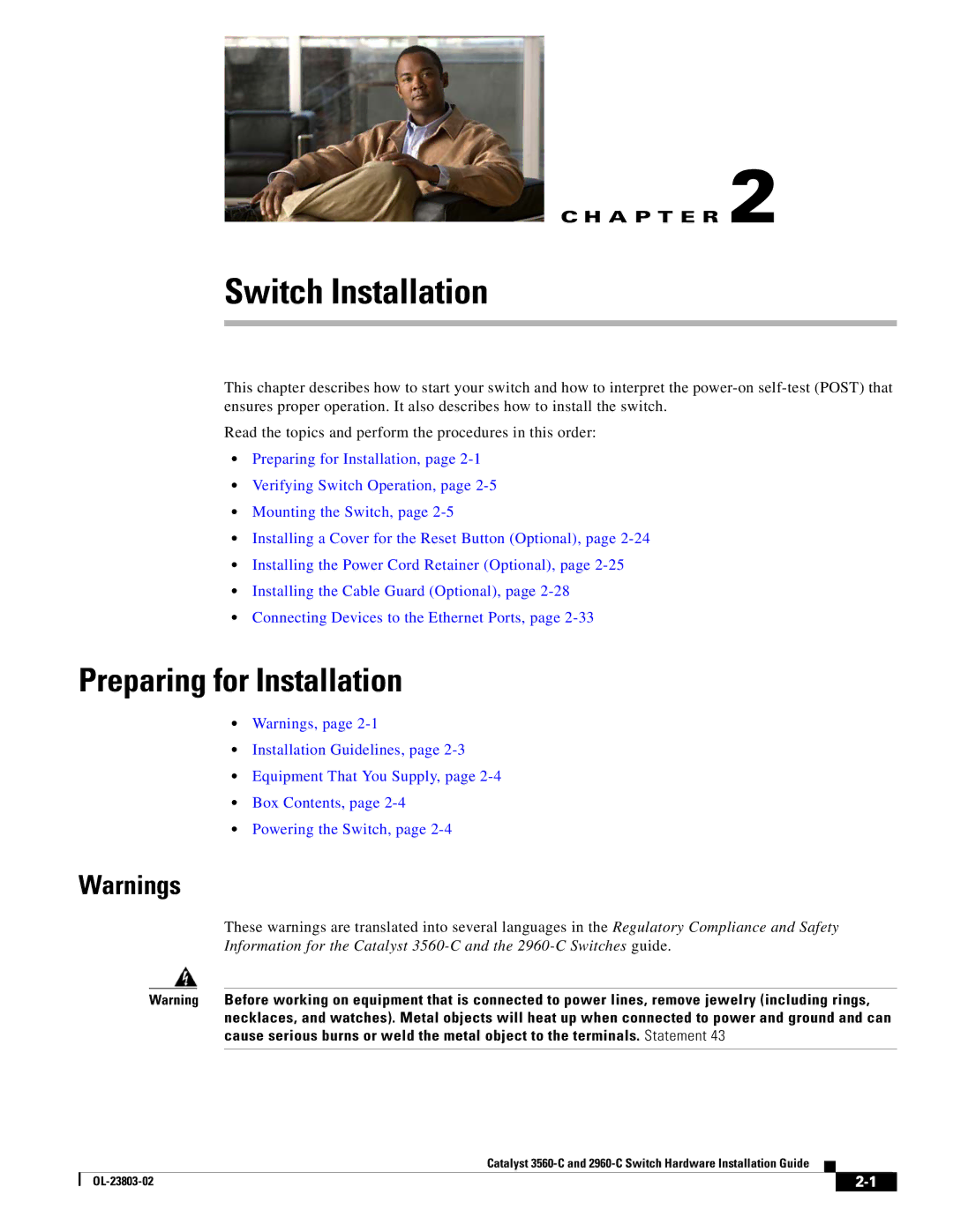 Cisco Systems 3560-C manual Switch Installation, Preparing for Installation 