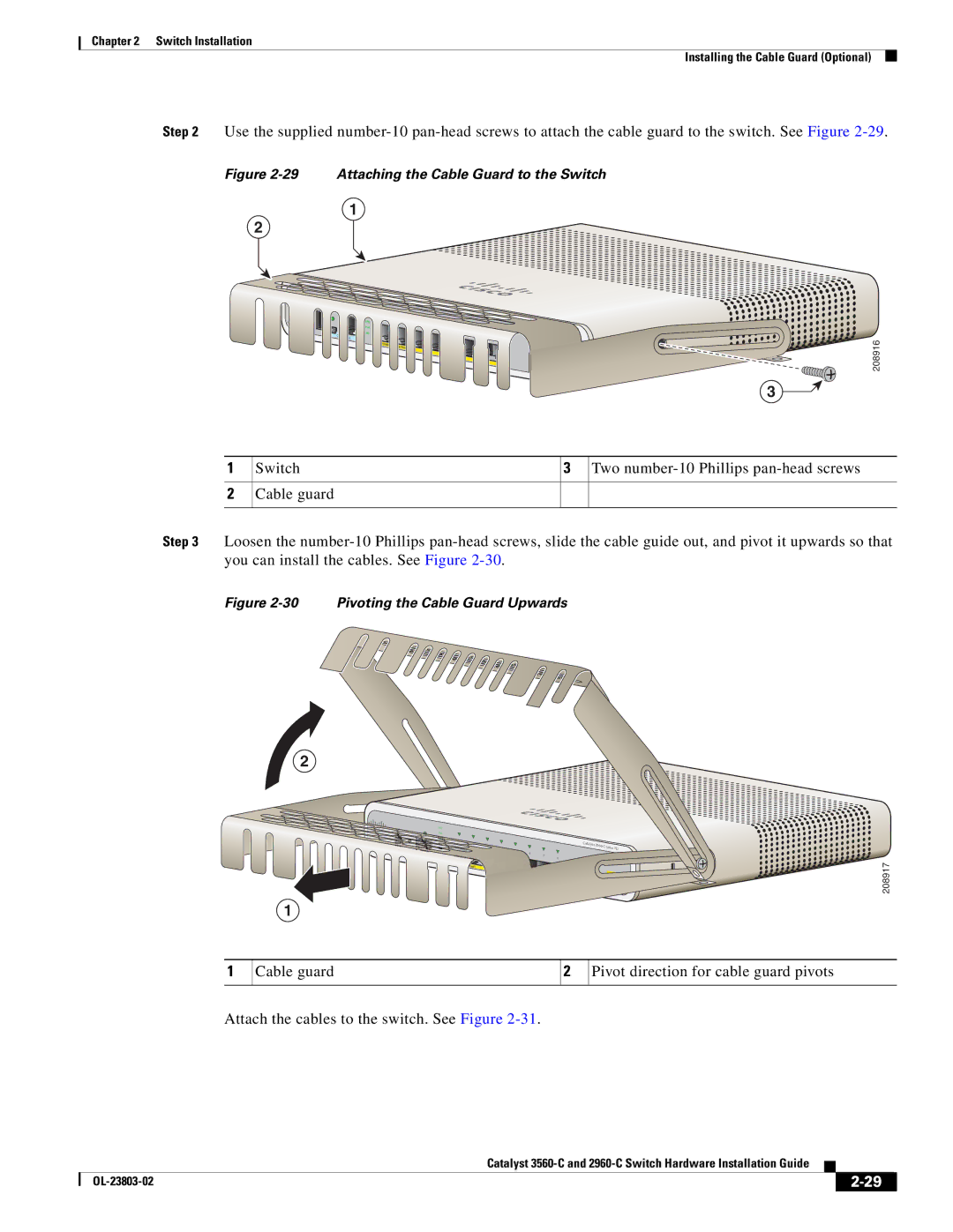 Cisco Systems 3560-C manual Attaching the Cable Guard to the Switch 