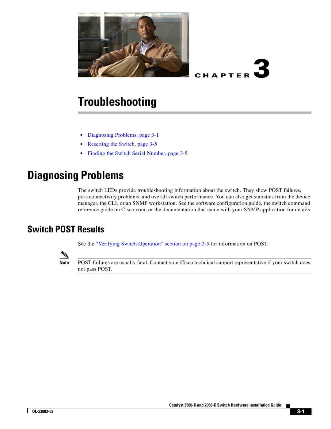 Cisco Systems 3560-C manual Diagnosing Problems, Switch Post Results 