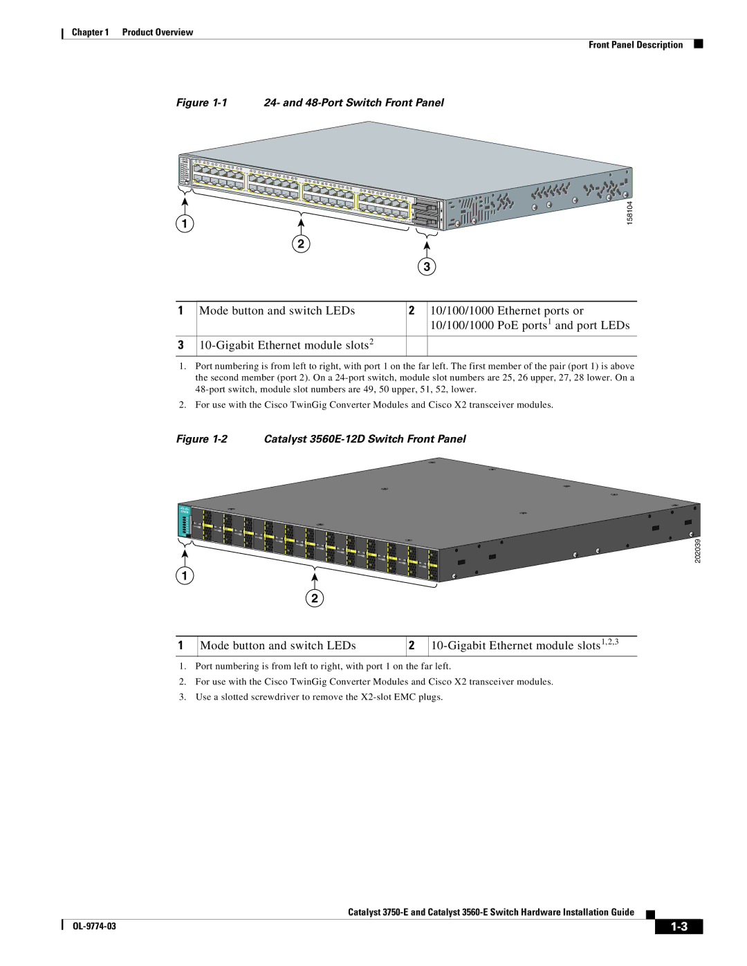 Cisco Systems 3750-E, 3560-E manual and 48-Port Switch Front Panel 