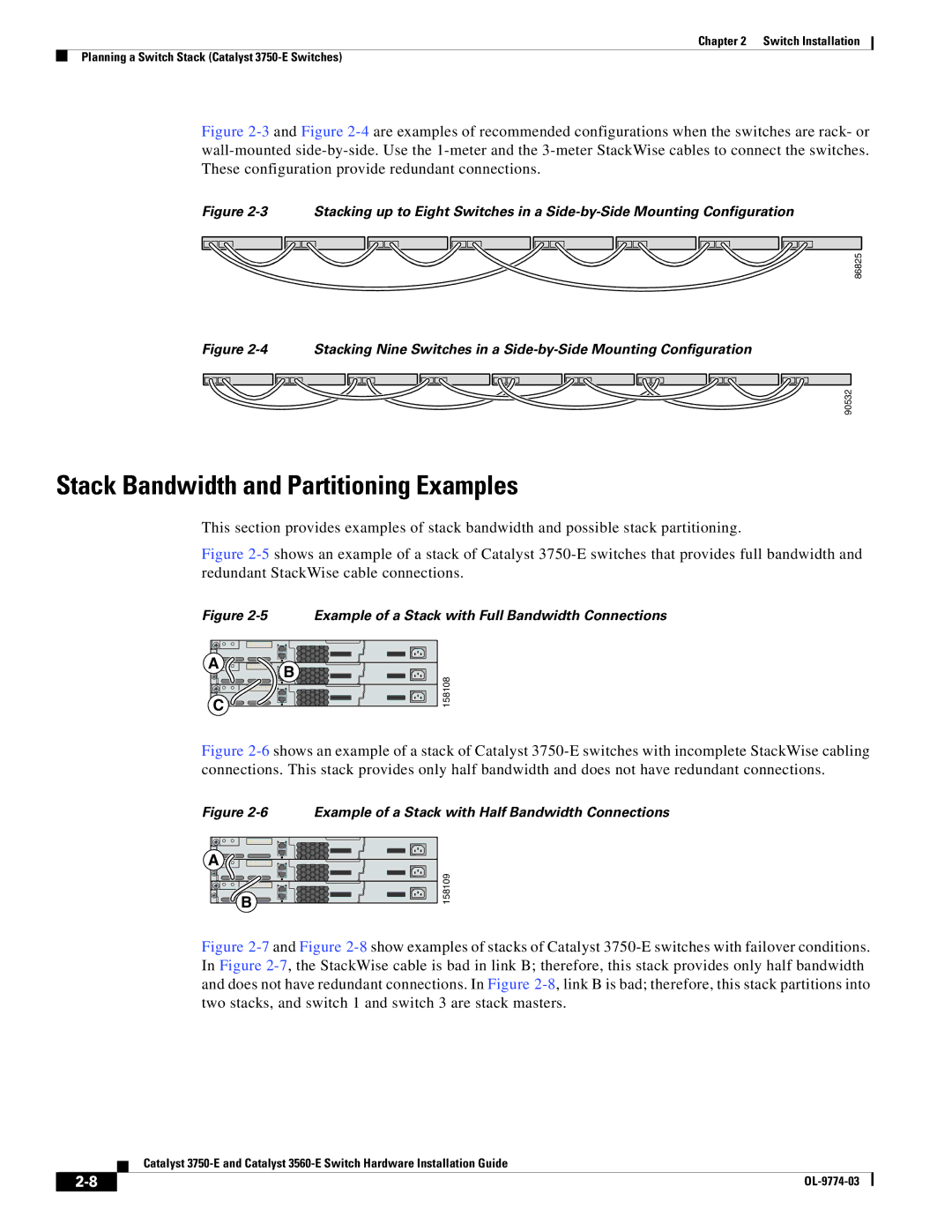 Cisco Systems 3560-E, 3750-E Stack Bandwidth and Partitioning Examples, Example of a Stack with Full Bandwidth Connections 