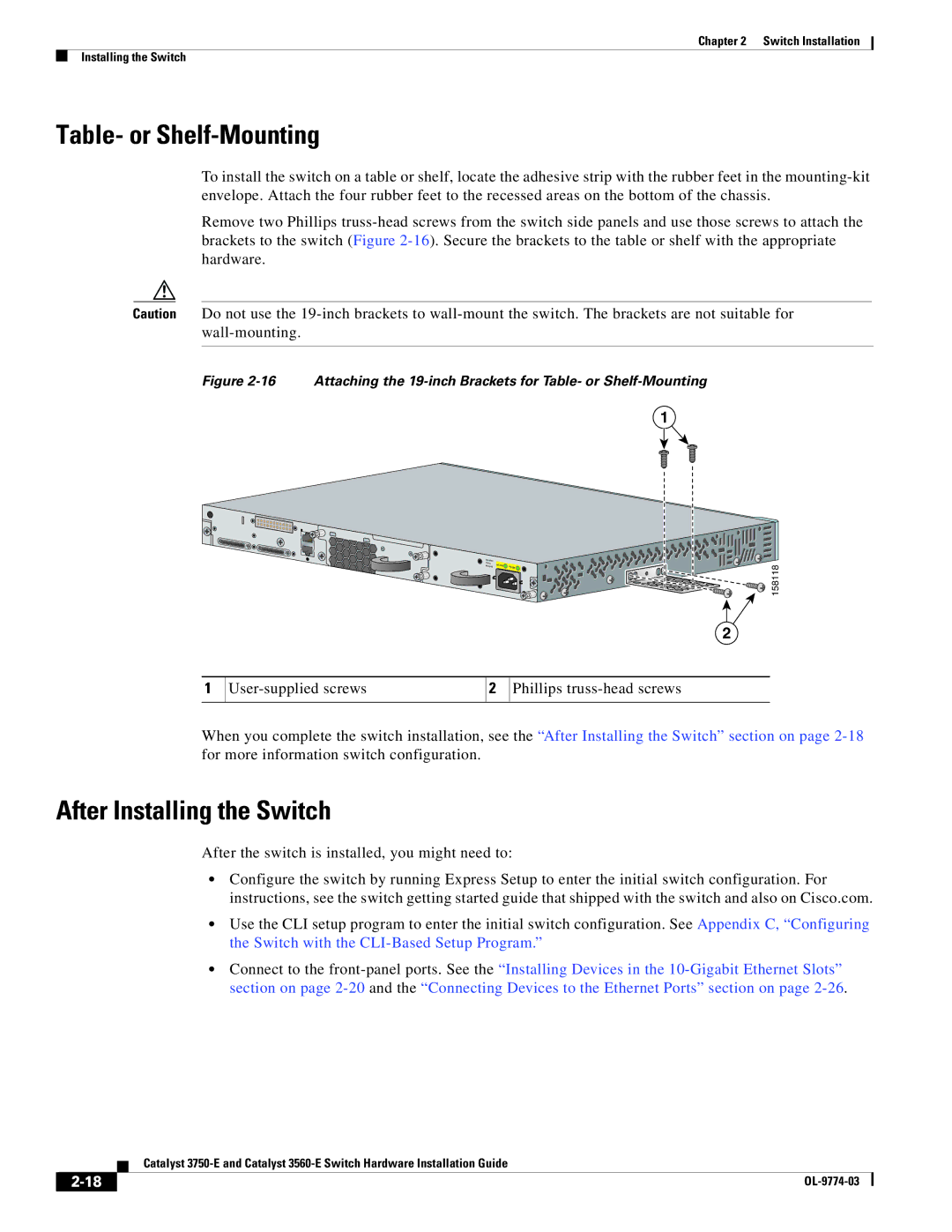 Cisco Systems 3560-E, 3750-E manual Table- or Shelf-Mounting, After Installing the Switch 