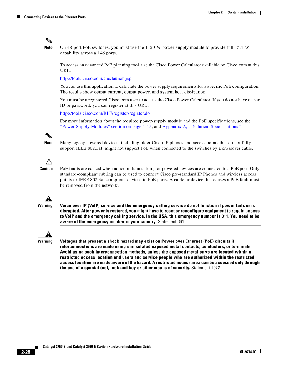 Cisco Systems 3560-E, 3750-E manual Switch Installation Connecting Devices to the Ethernet Ports 