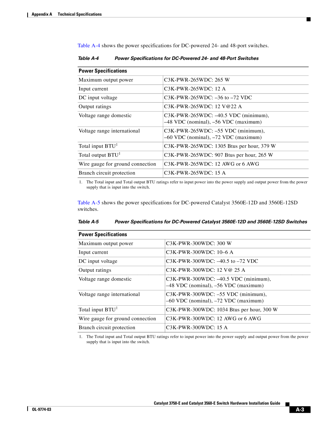 Cisco Systems 3750-E, 3560-E manual Table A-5 