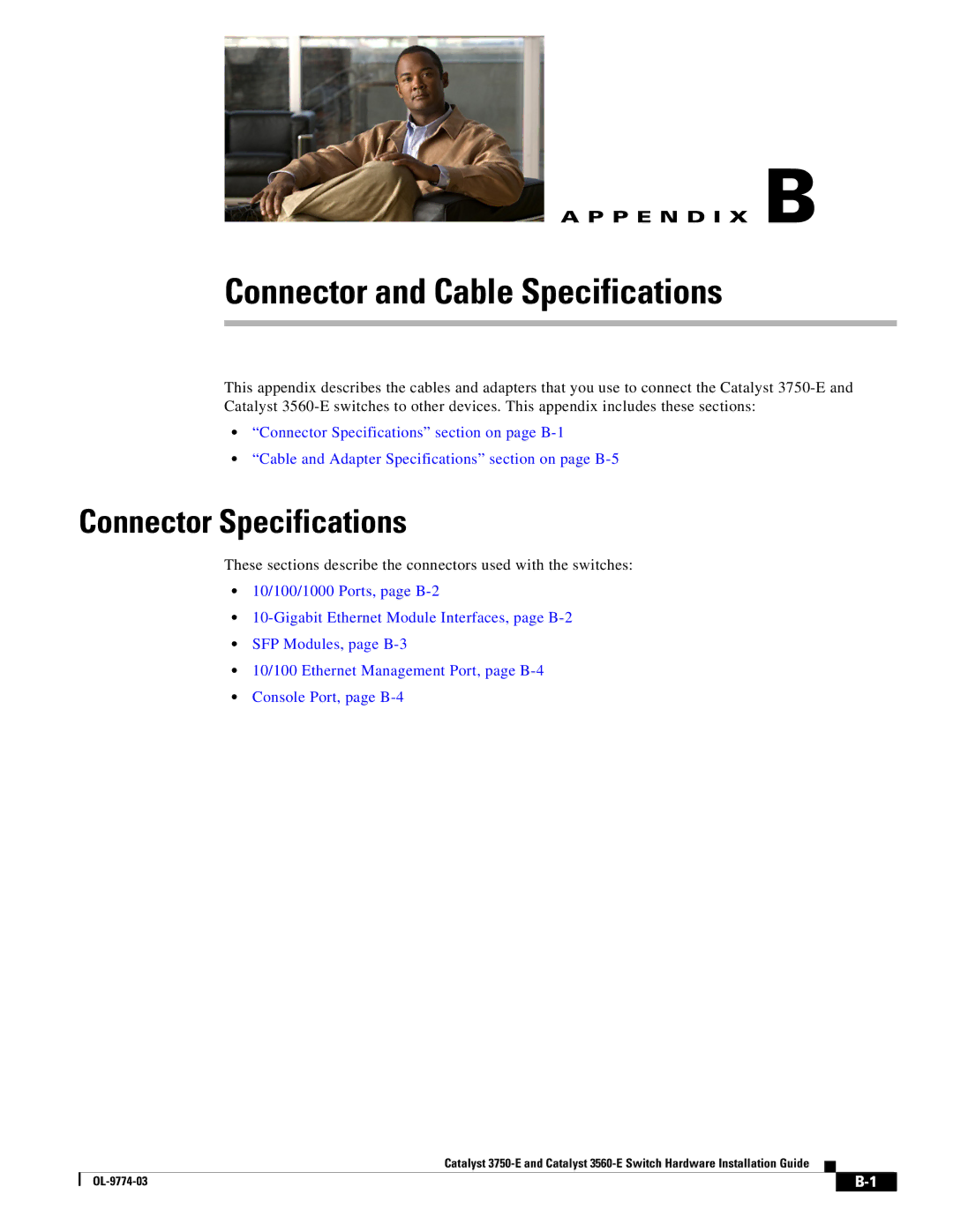 Cisco Systems 3750-E, 3560-E manual Connector and Cable Specifications, Connector Specifications 