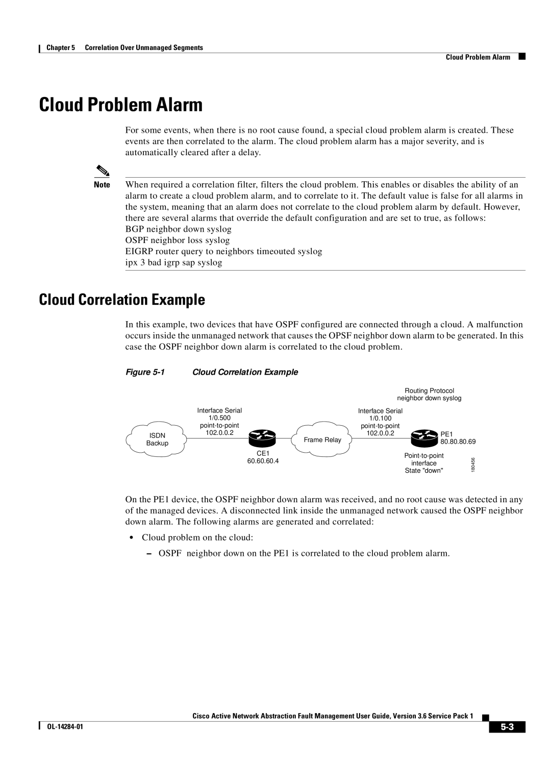 Cisco Systems 3.6 specifications Cloud Problem Alarm, Cloud Correlation Example 