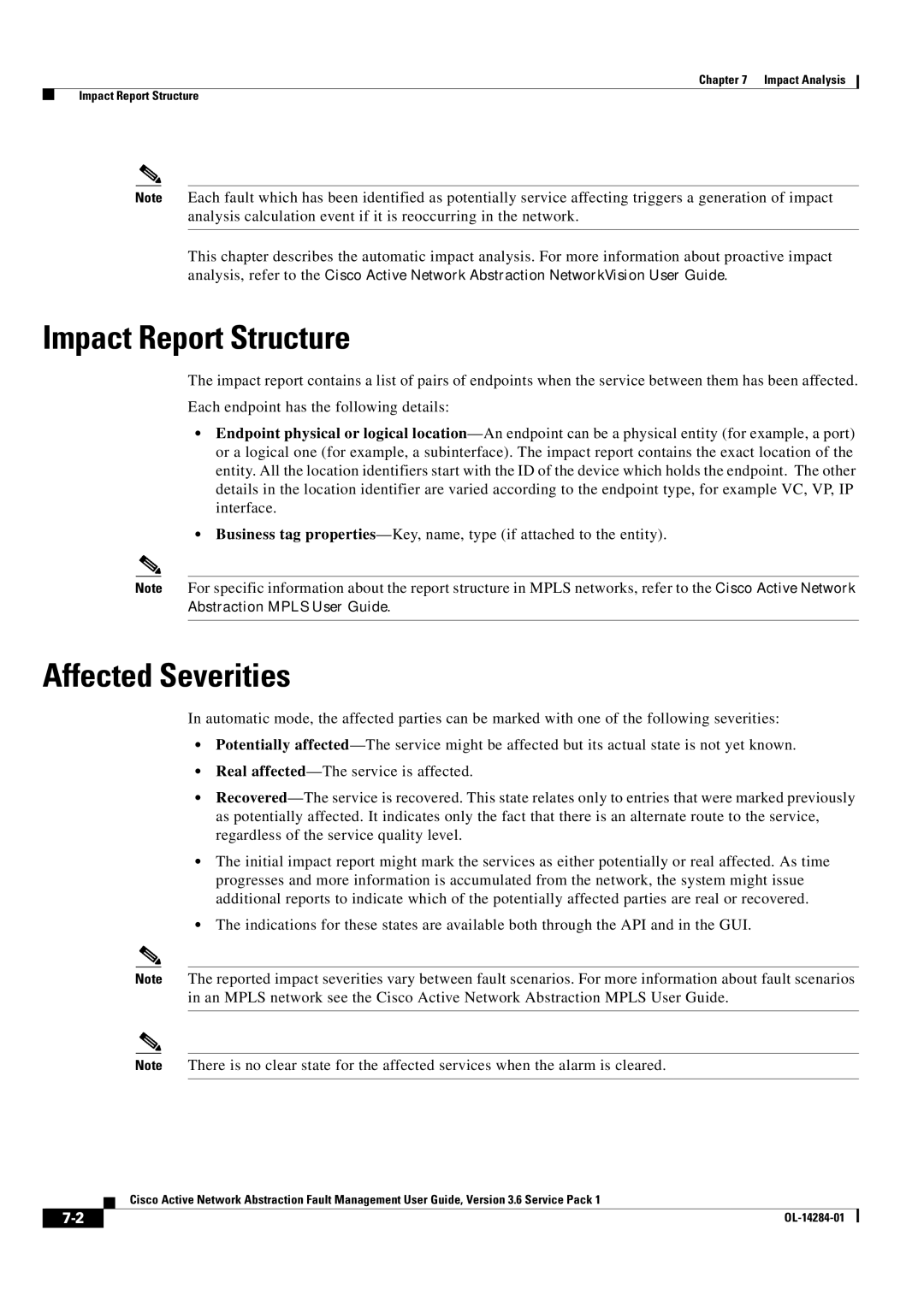 Cisco Systems 3.6 specifications Impact Report Structure, Affected Severities 