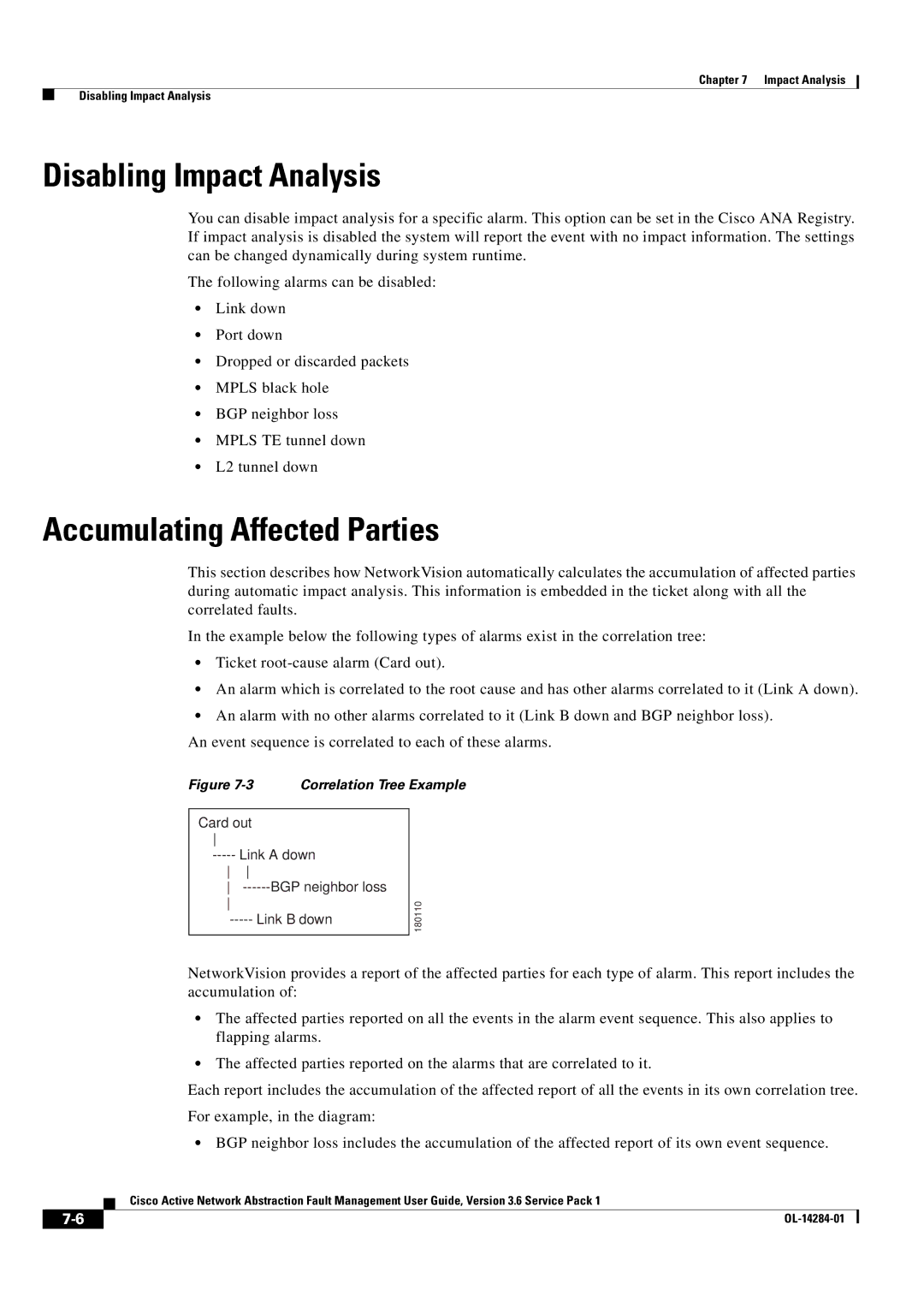 Cisco Systems 3.6 specifications Disabling Impact Analysis, Accumulating Affected Parties 