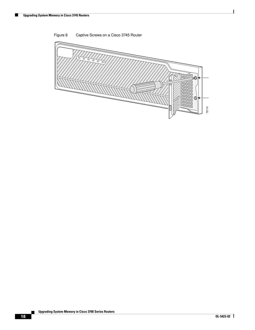 Cisco Systems 3600 Series, 3725 Series, 3745 Series manual Captive Screws on a Cisco 3745 Router 