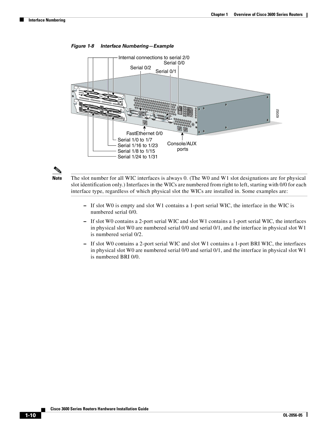 Cisco Systems 3600 specifications Interface Numbering-Example 