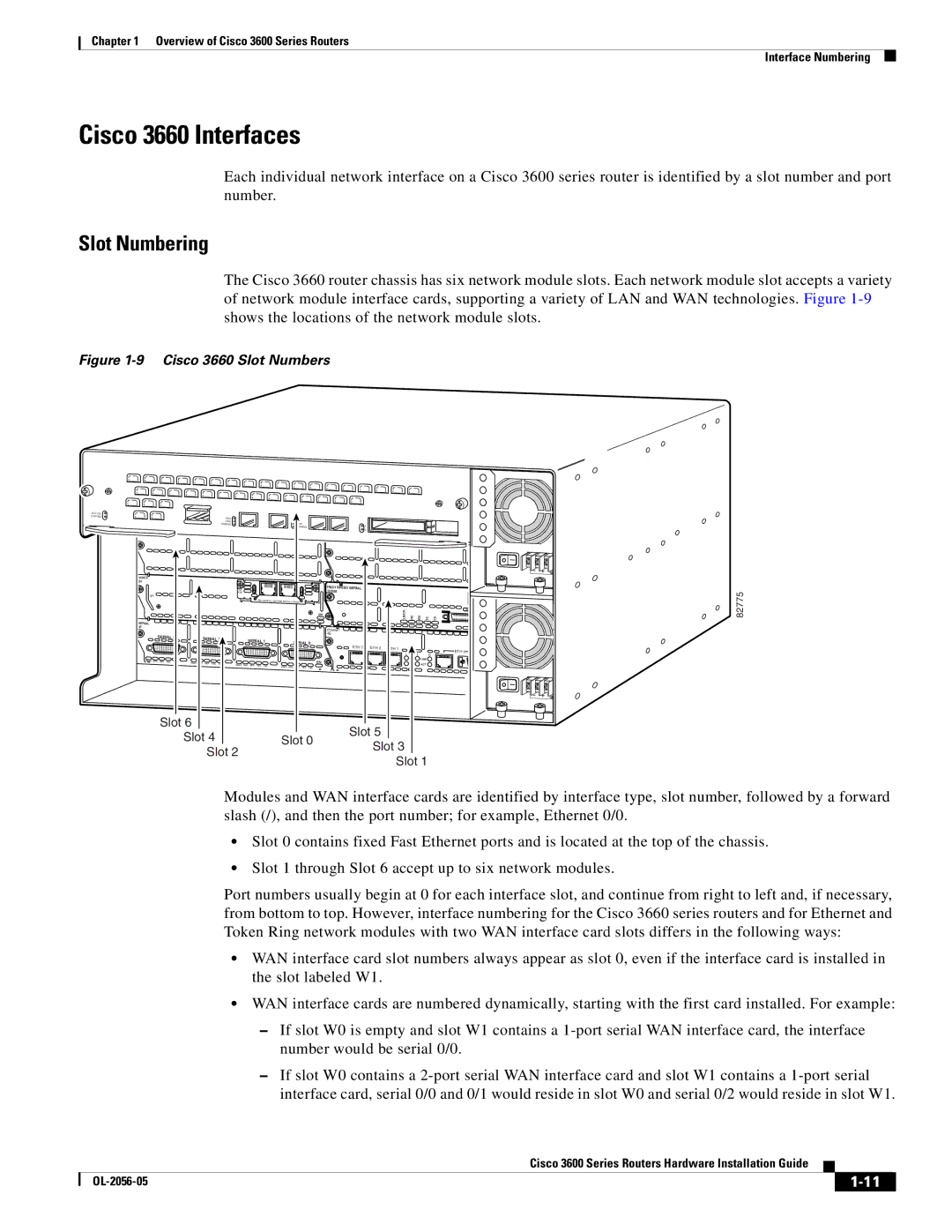 Cisco Systems 3600 specifications Cisco 3660 Interfaces, Cisco 3660 Slot Numbers 