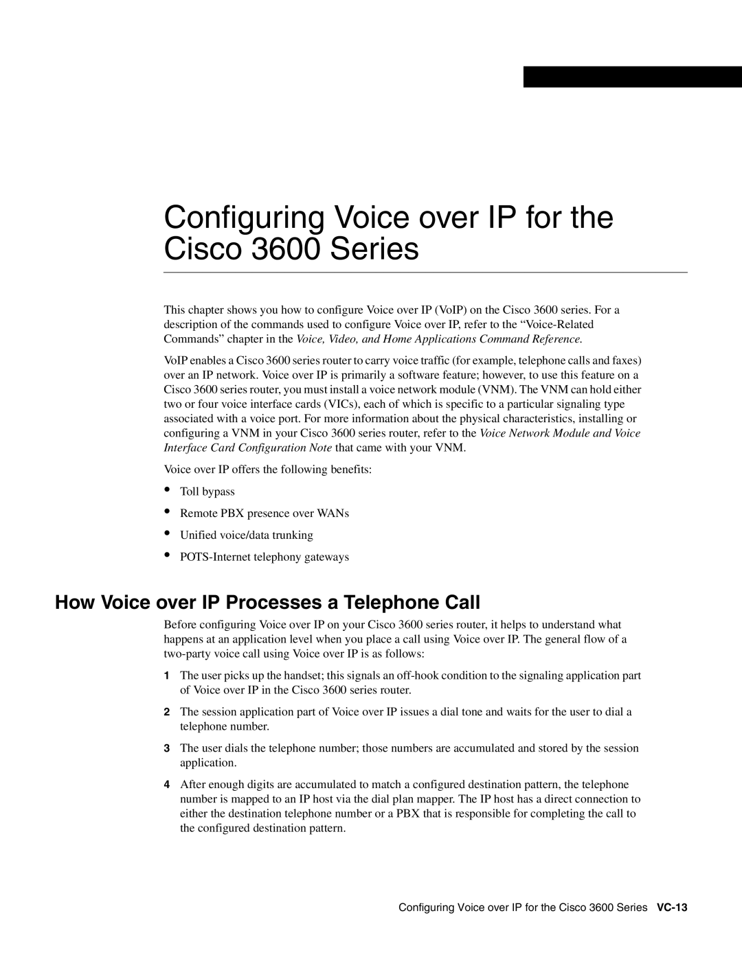 Cisco Systems manual Configuring Voice over IP for the Cisco 3600 Series, How Voice over IP Processes a Telephone Call 