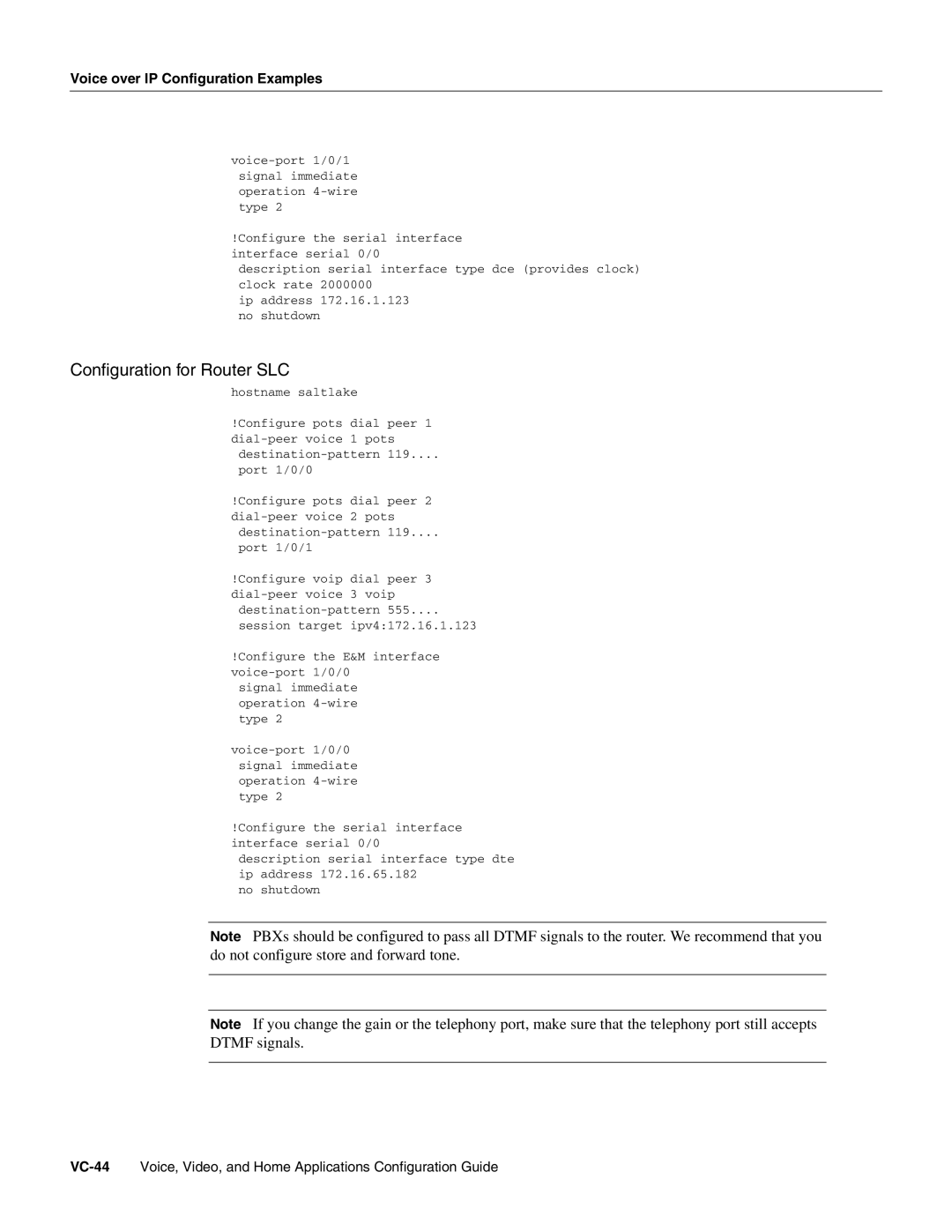 Cisco Systems 3600 manual Configuration for Router SLC 