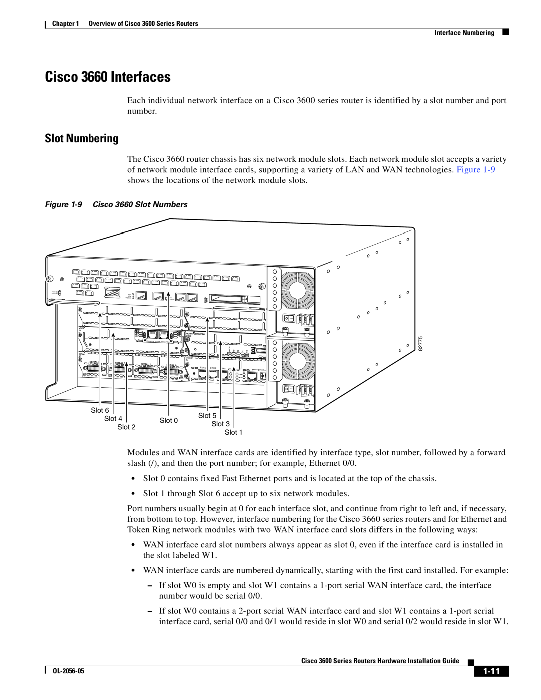 Cisco Systems 3600 specifications Cisco 3660 Interfaces, 1-11, Slot Numbering 