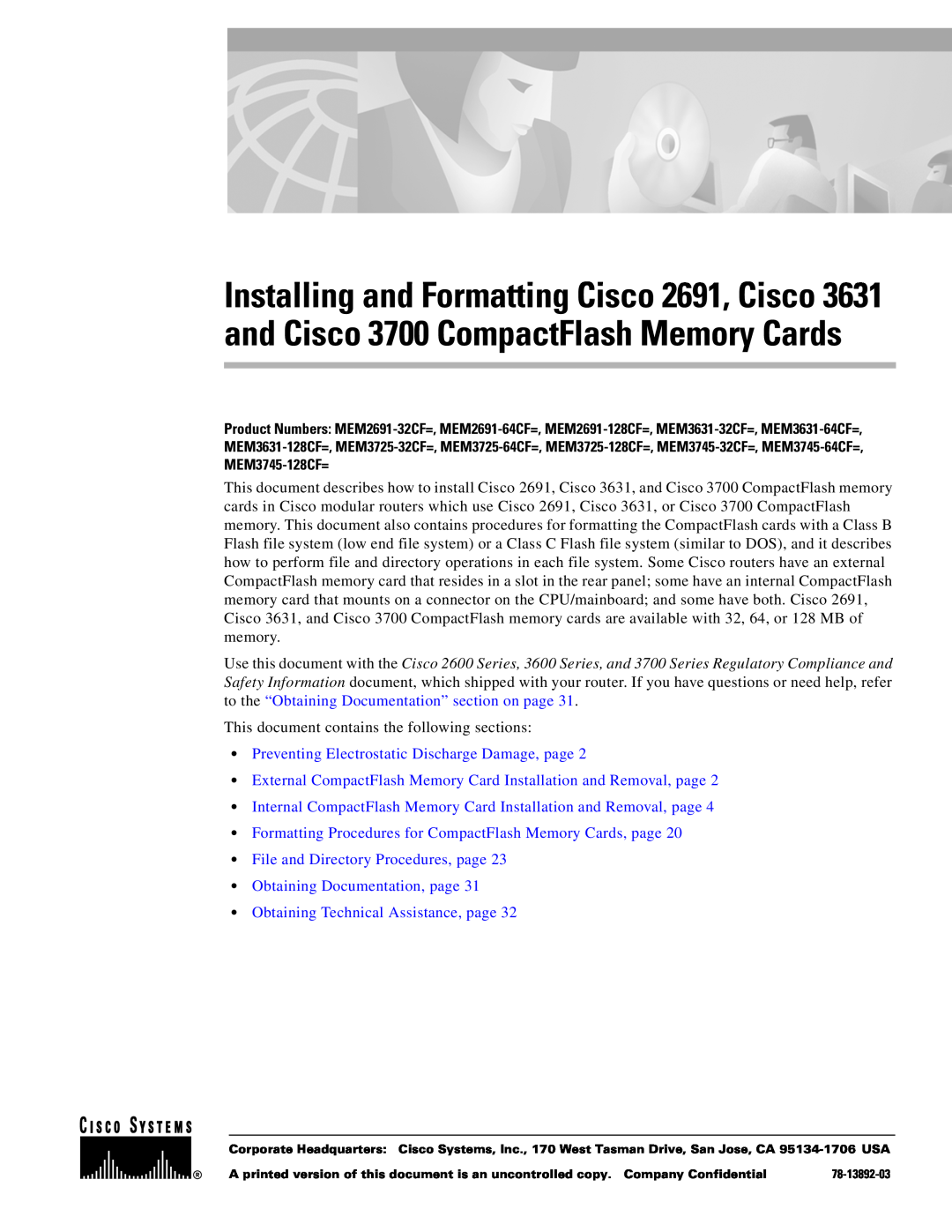 Cisco Systems 2691, 3631 manual Preventing Electrostatic Discharge Damage, page, Obtaining Technical Assistance, page 