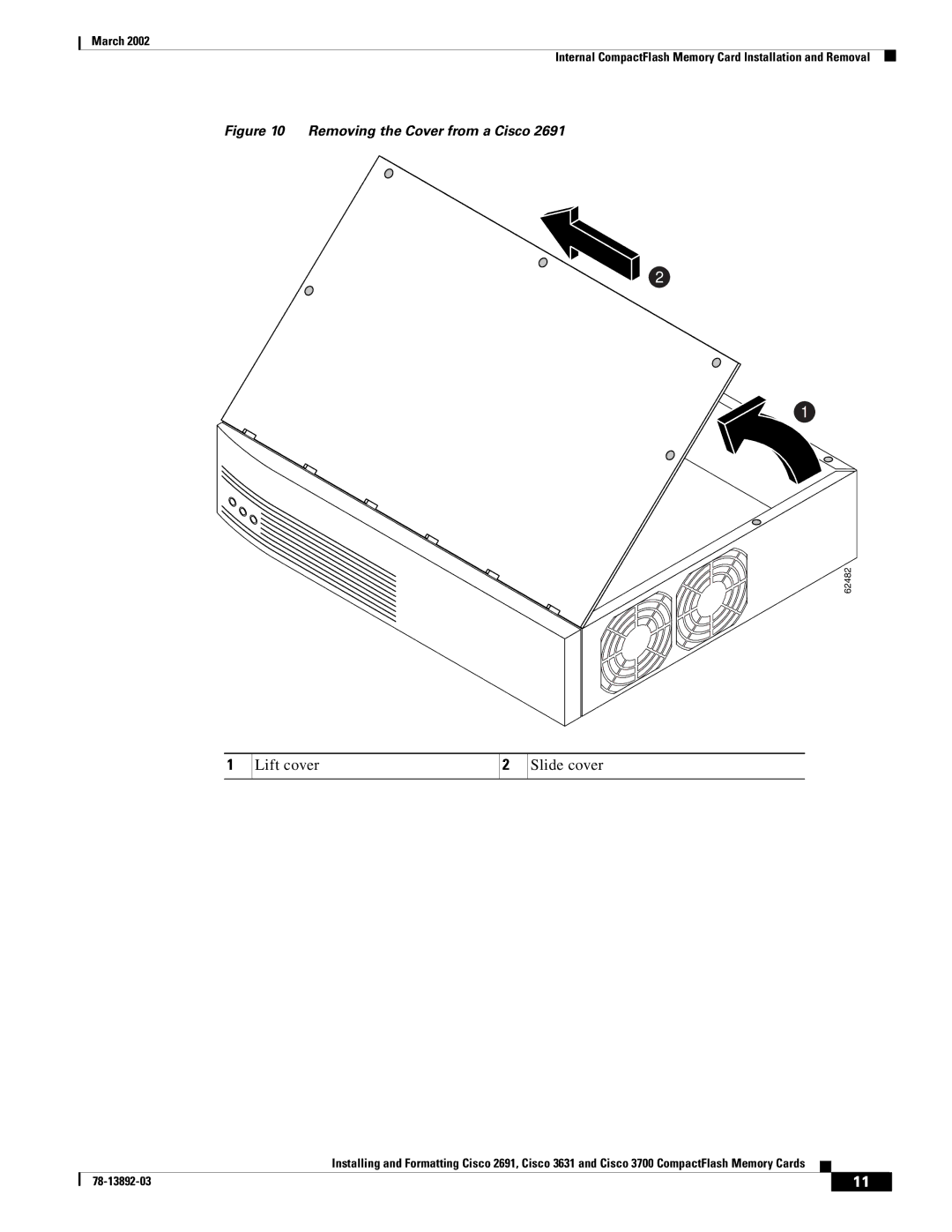 Cisco Systems 2691, 3631 manual Lift cover Slide cover 