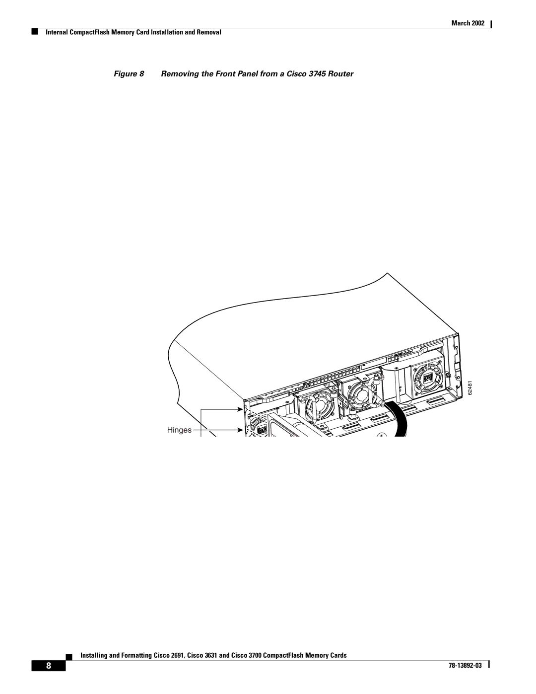 Cisco Systems 3631, 2691 manual Removing the Front Panel from a Cisco 3745 Router 