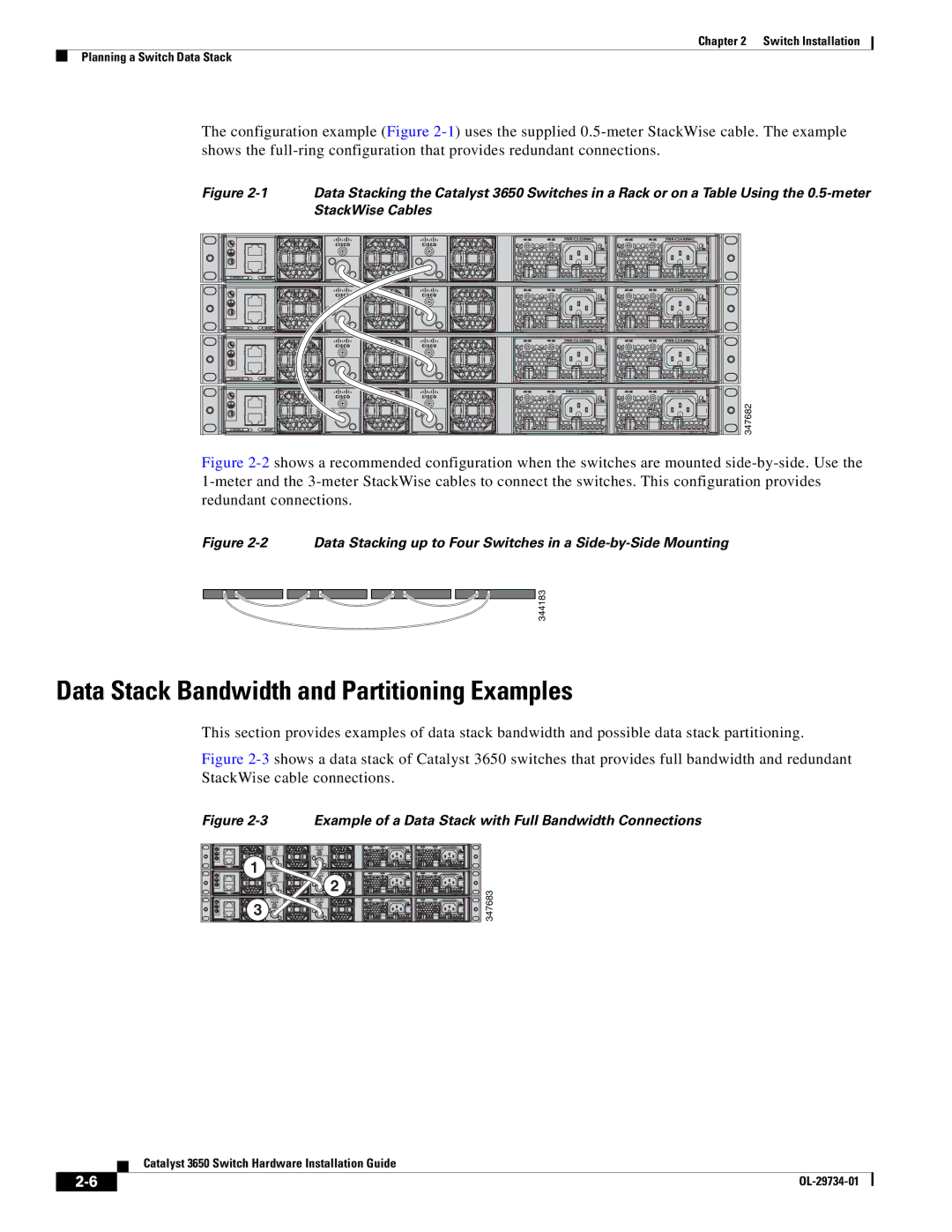 Cisco Systems 3650 manual Data Stack Bandwidth and Partitioning Examples 