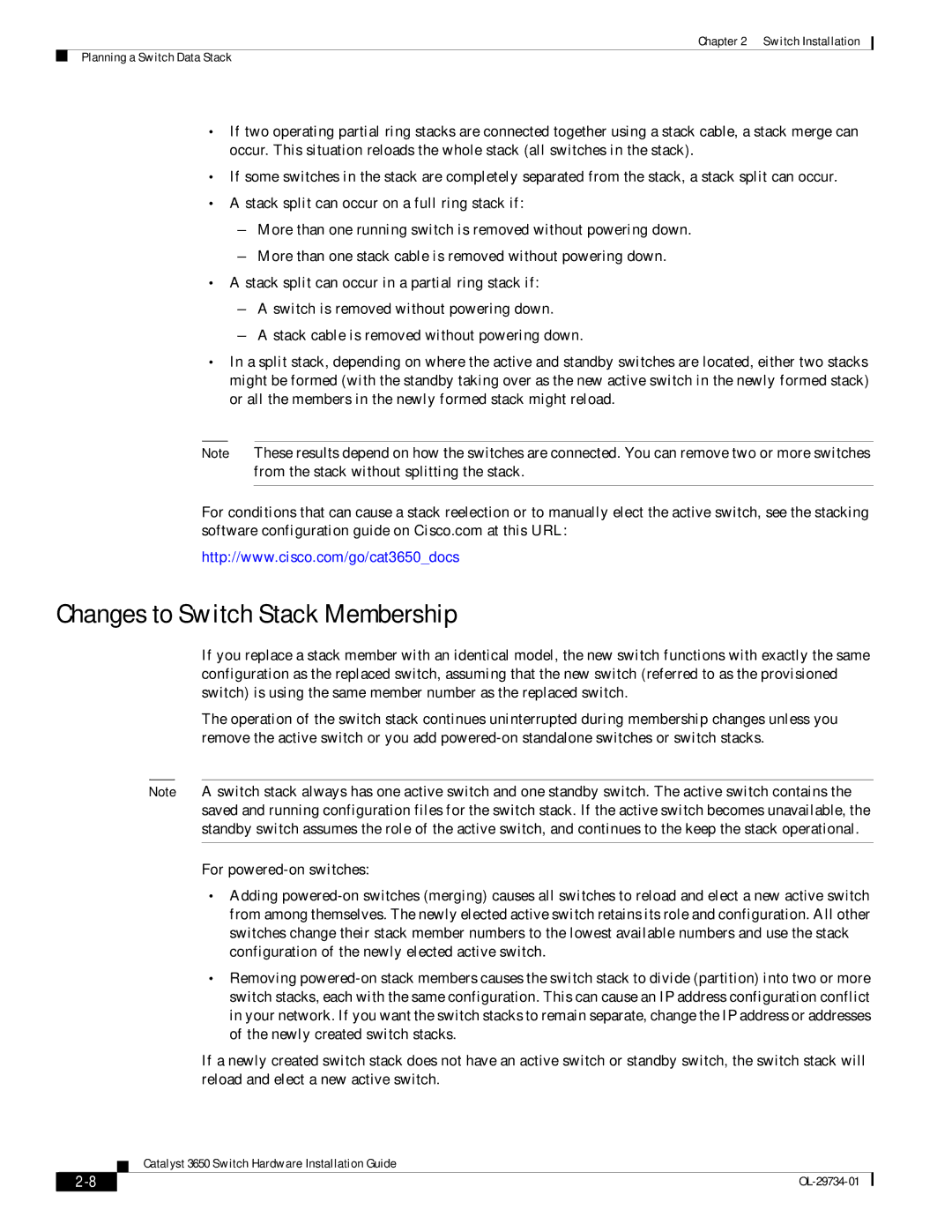 Cisco Systems 3650 manual Changes to Switch Stack Membership 