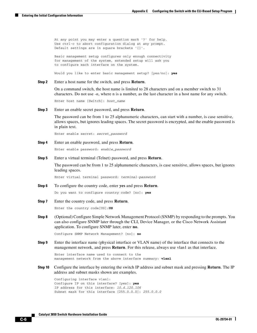 Cisco Systems 3650 manual Enter a host name for the switch, and press Return 