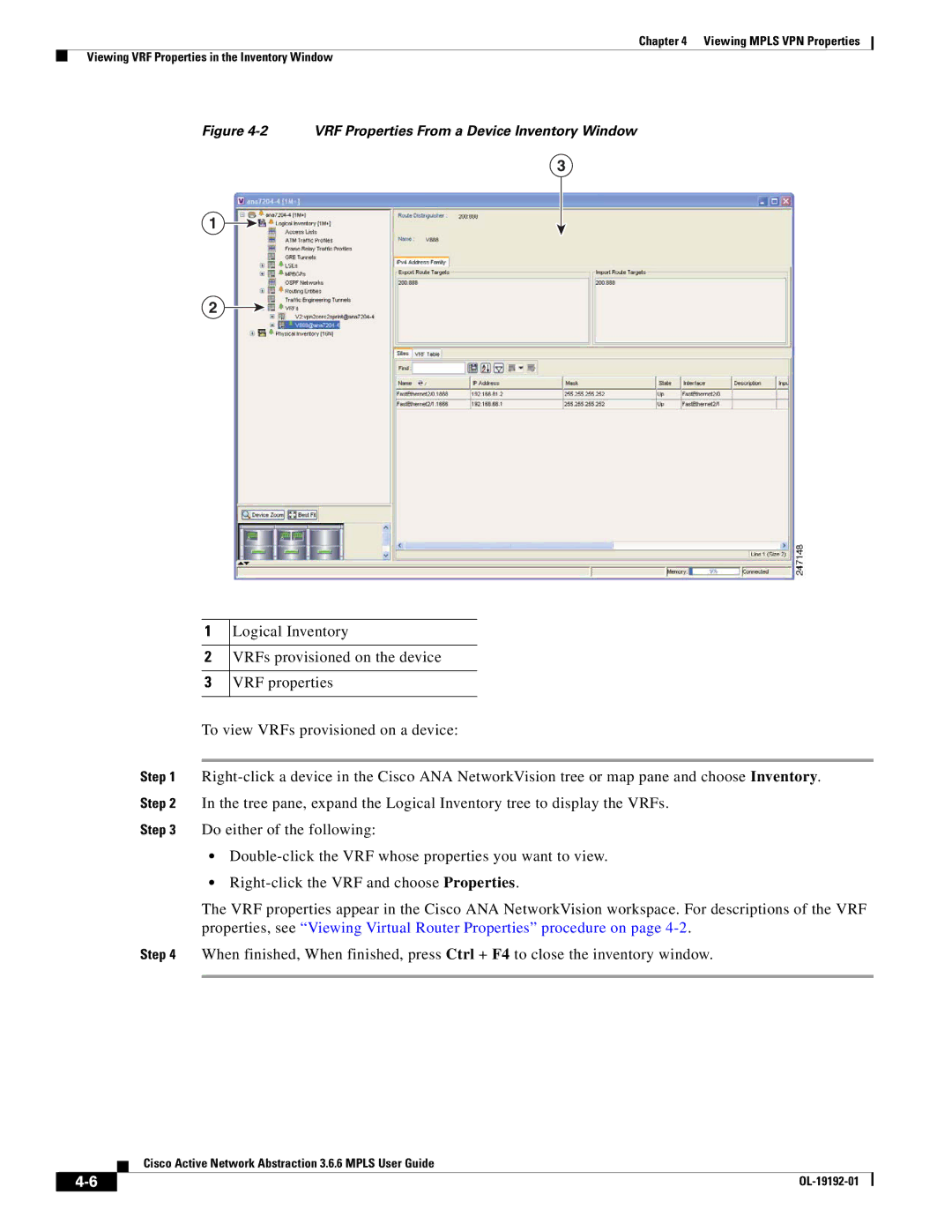 Cisco Systems 3.6.6 manual VRF Properties From a Device Inventory Window 