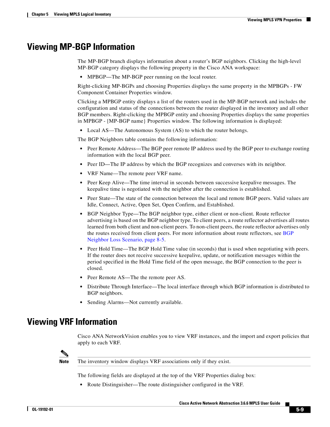 Cisco Systems 3.6.6 manual Viewing MP-BGP Information, Viewing VRF Information 