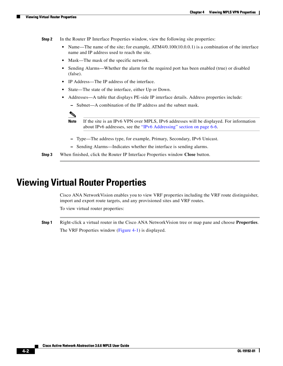 Cisco Systems 3.6.6 manual Viewing Virtual Router Properties 