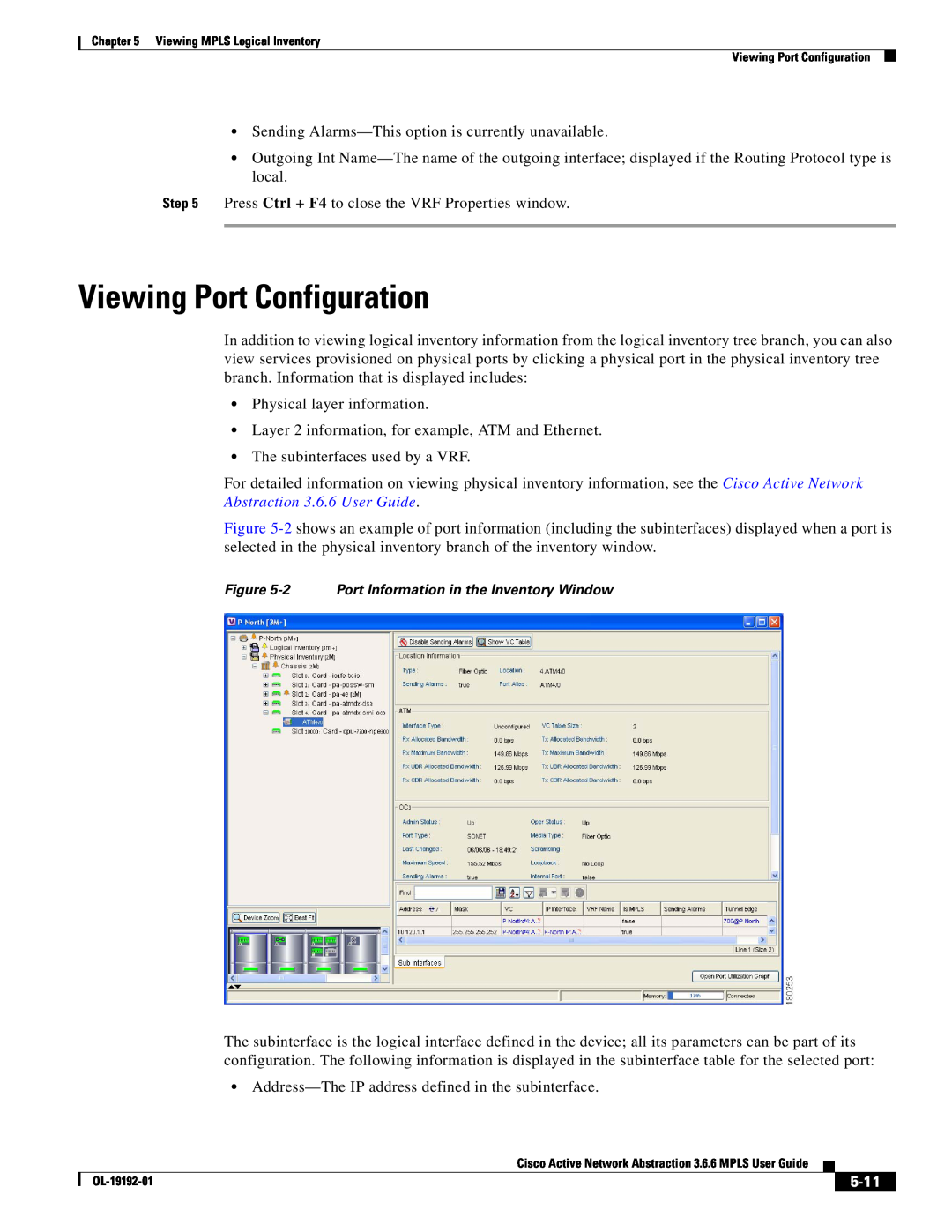 Cisco Systems 3.6.6 manual Viewing Port Configuration, 5-11, 2 Port Information in the Inventory Window 