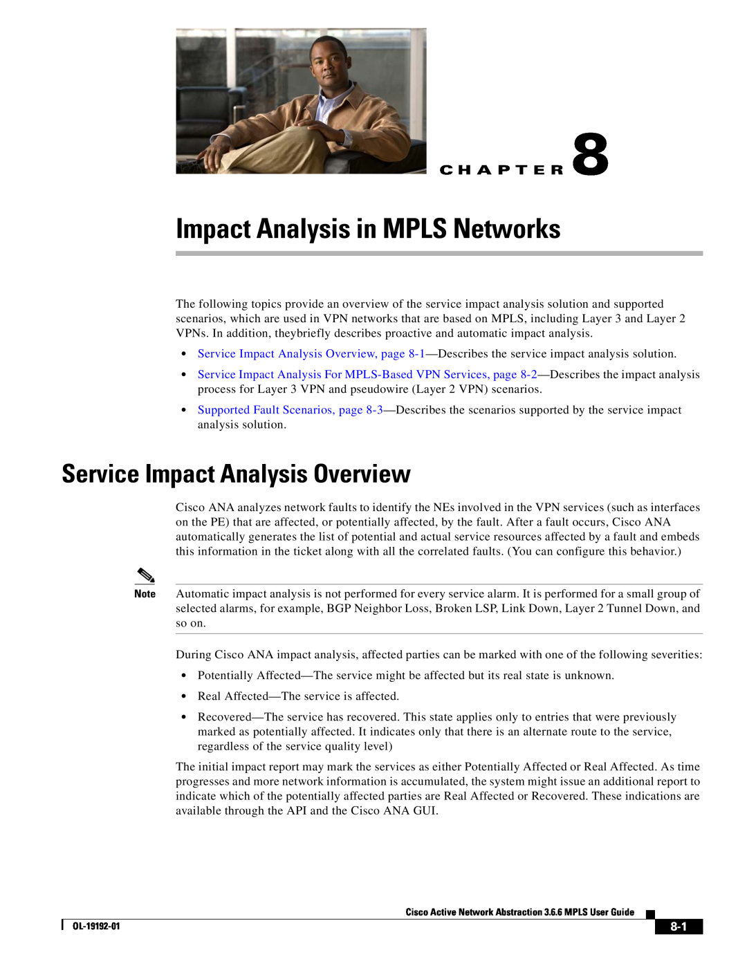 Cisco Systems 3.6.6 manual Impact Analysis in MPLS Networks, Service Impact Analysis Overview, C H A P T E R 