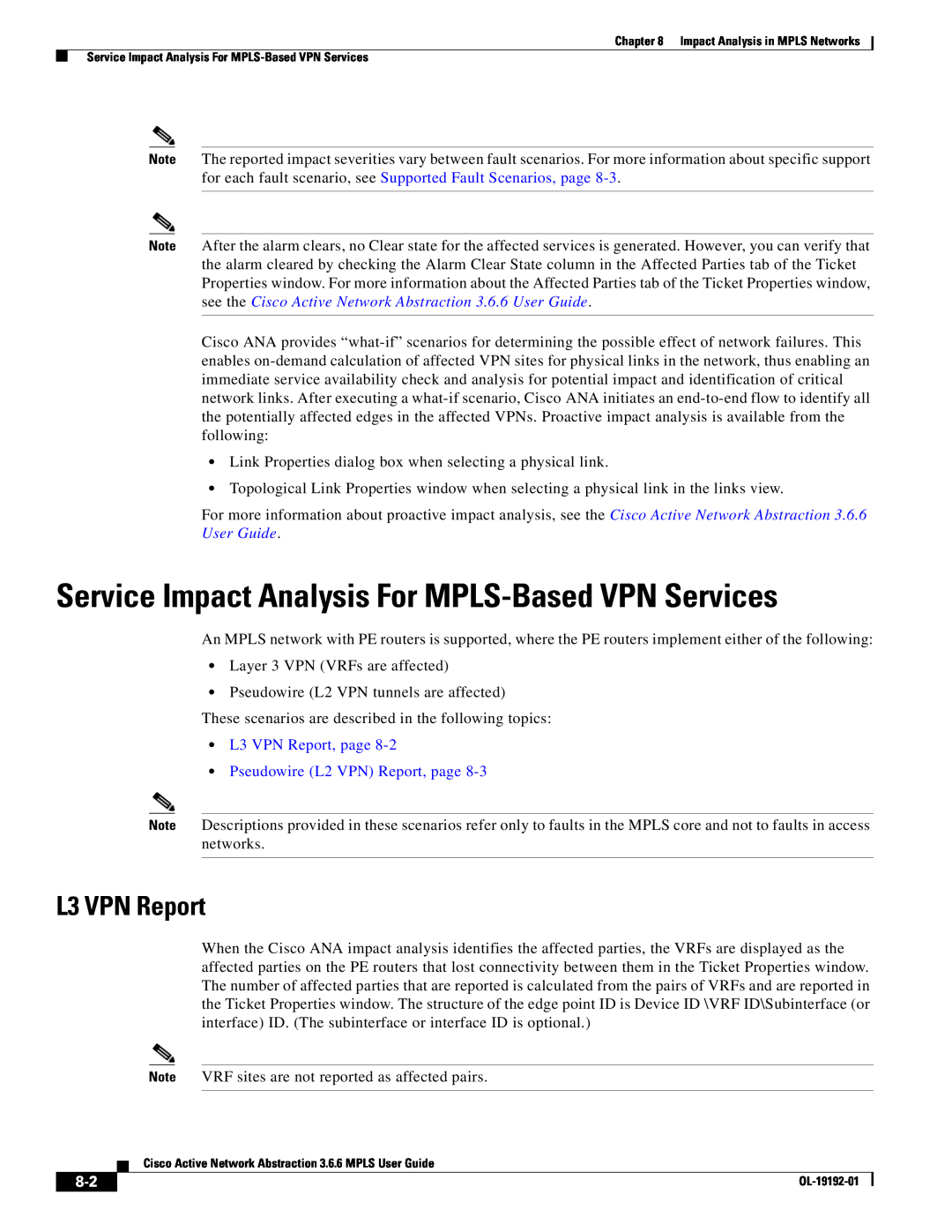 Cisco Systems 3.6.6 manual Service Impact Analysis For MPLS-Based VPN Services, L3 VPN Report 