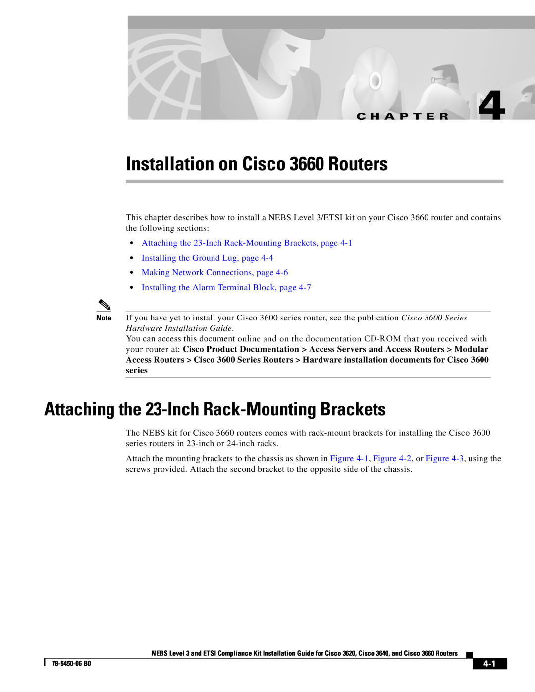 Cisco Systems manual Attaching the 23-Inch Rack-Mounting Brackets, Installation on Cisco 3660 Routers, C H A P T E R 