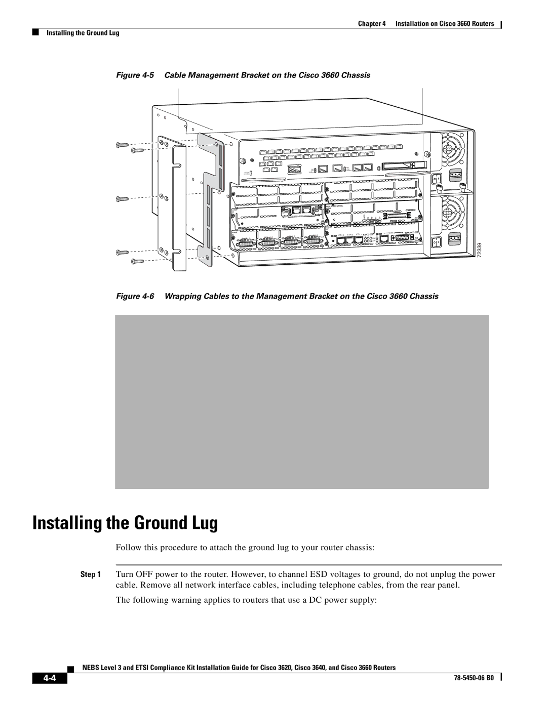 Cisco Systems manual Installing the Ground Lug, Cable Management Bracket on the Cisco 3660 Chassis 