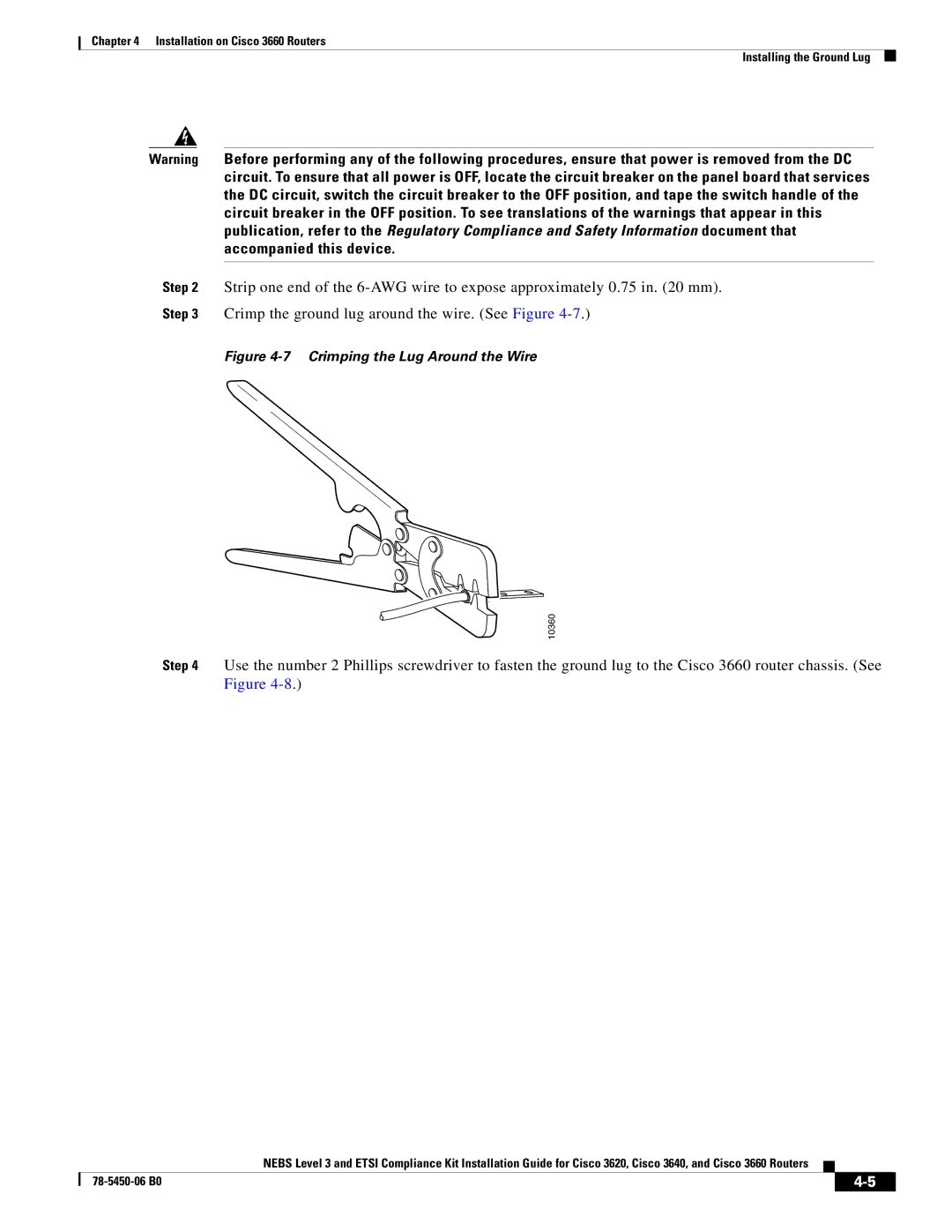 Cisco Systems 3660 manual Crimping the Lug Around the Wire 