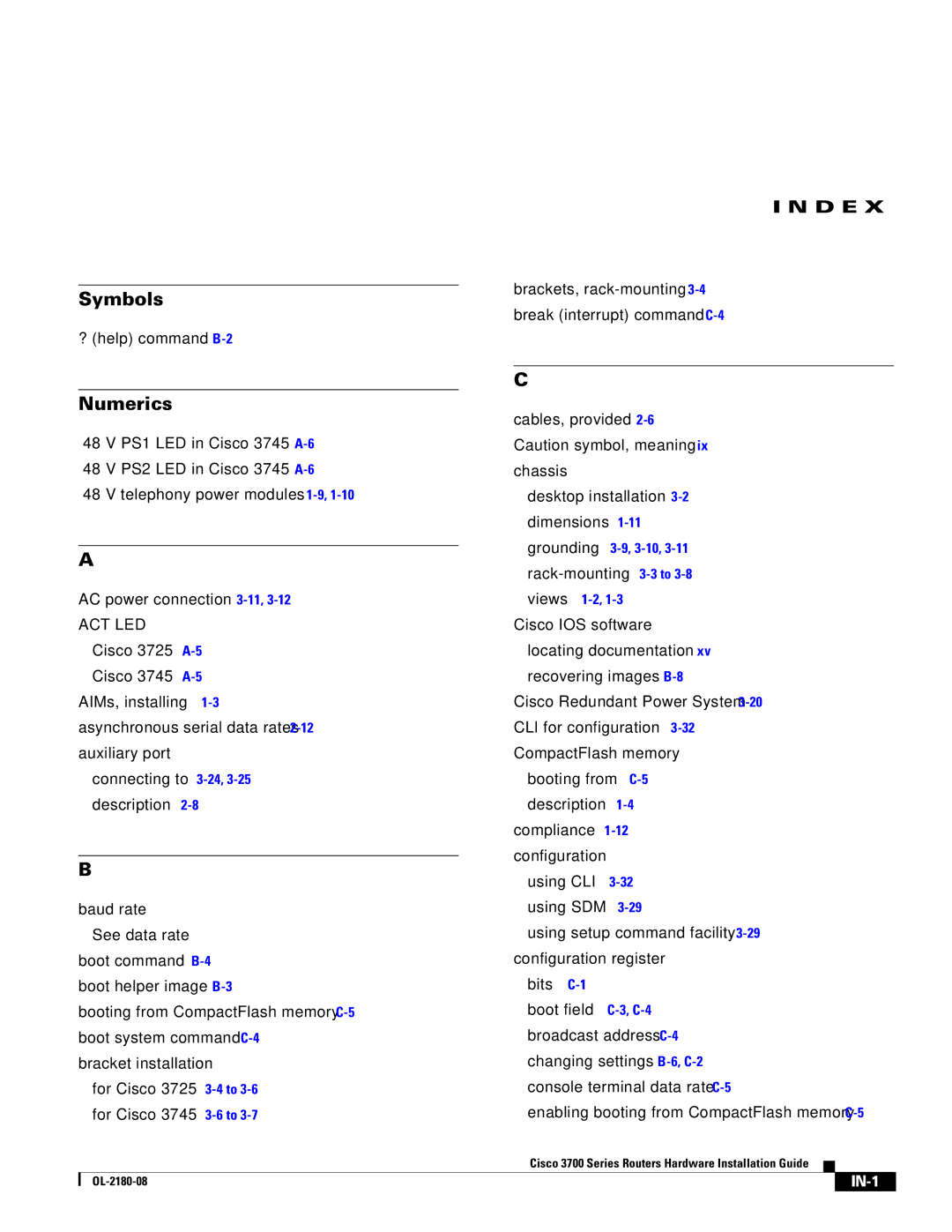 Cisco Systems 3700 Series manual Symbols 