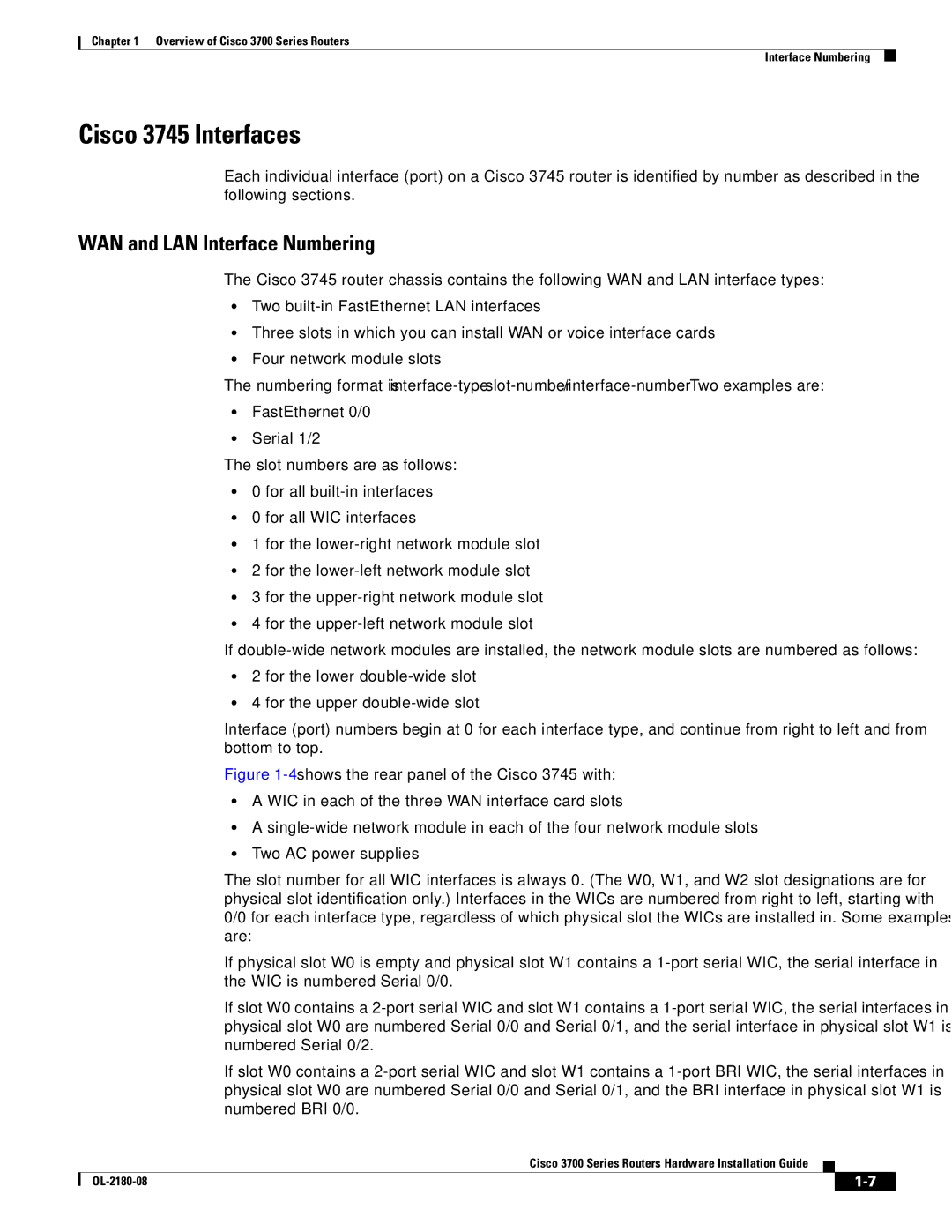 Cisco Systems 3700 Series manual Cisco 3745 Interfaces 