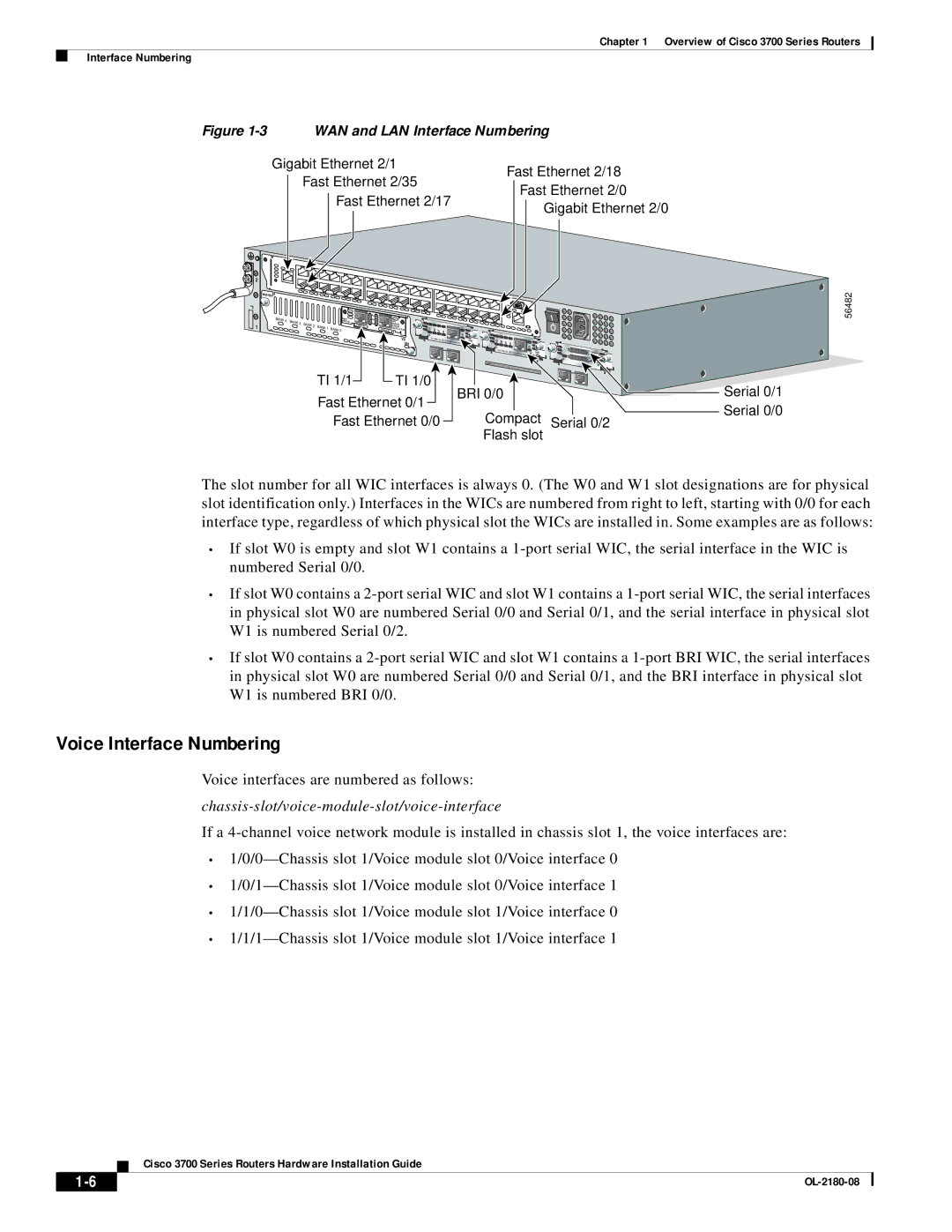 Cisco Systems 3700 specifications Voice Interface Numbering 