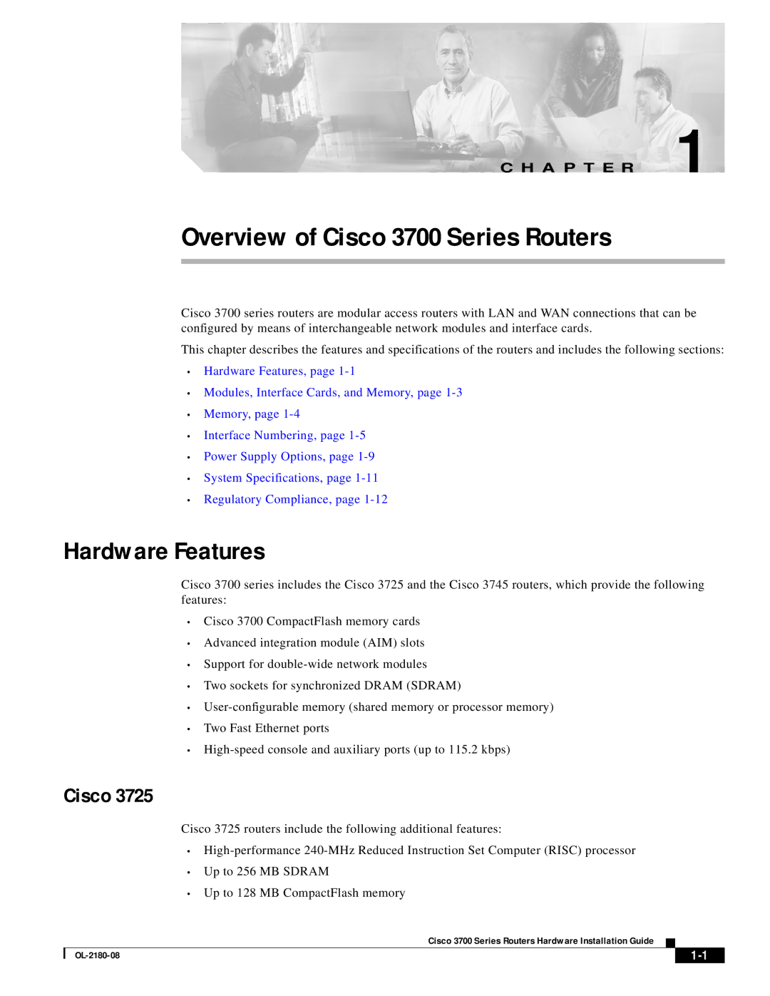 Cisco Systems 3700 specifications Hardware Features, Cisco 