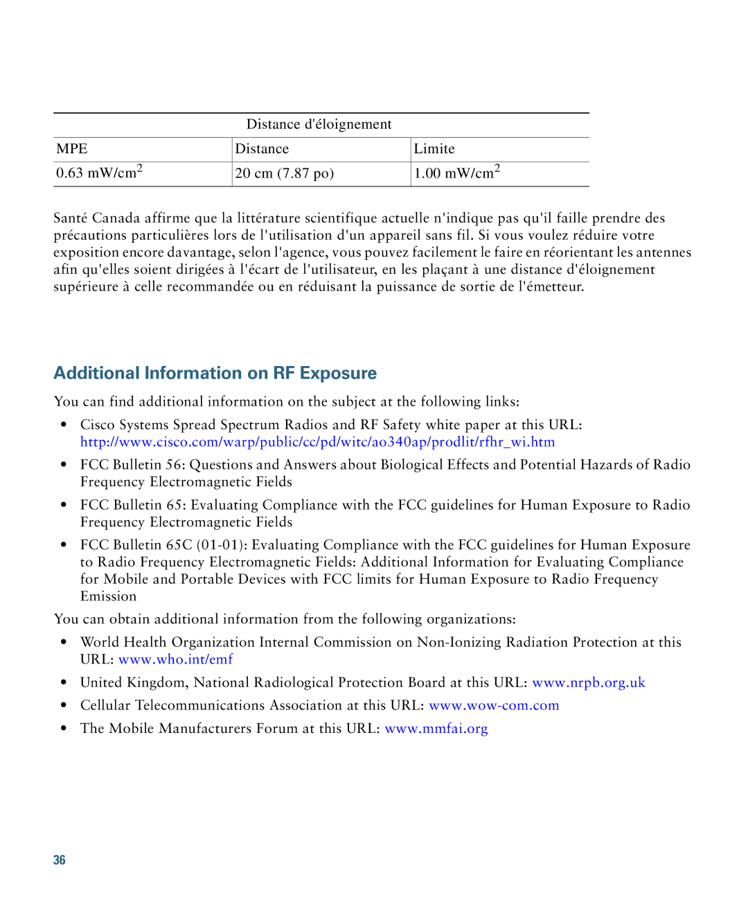 Cisco Systems 3700 specifications Additional Information on RF Exposure 