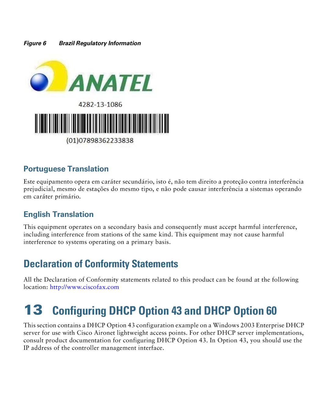 Cisco Systems 3700 specifications Declaration of Conformity Statements, Portuguese Translation 