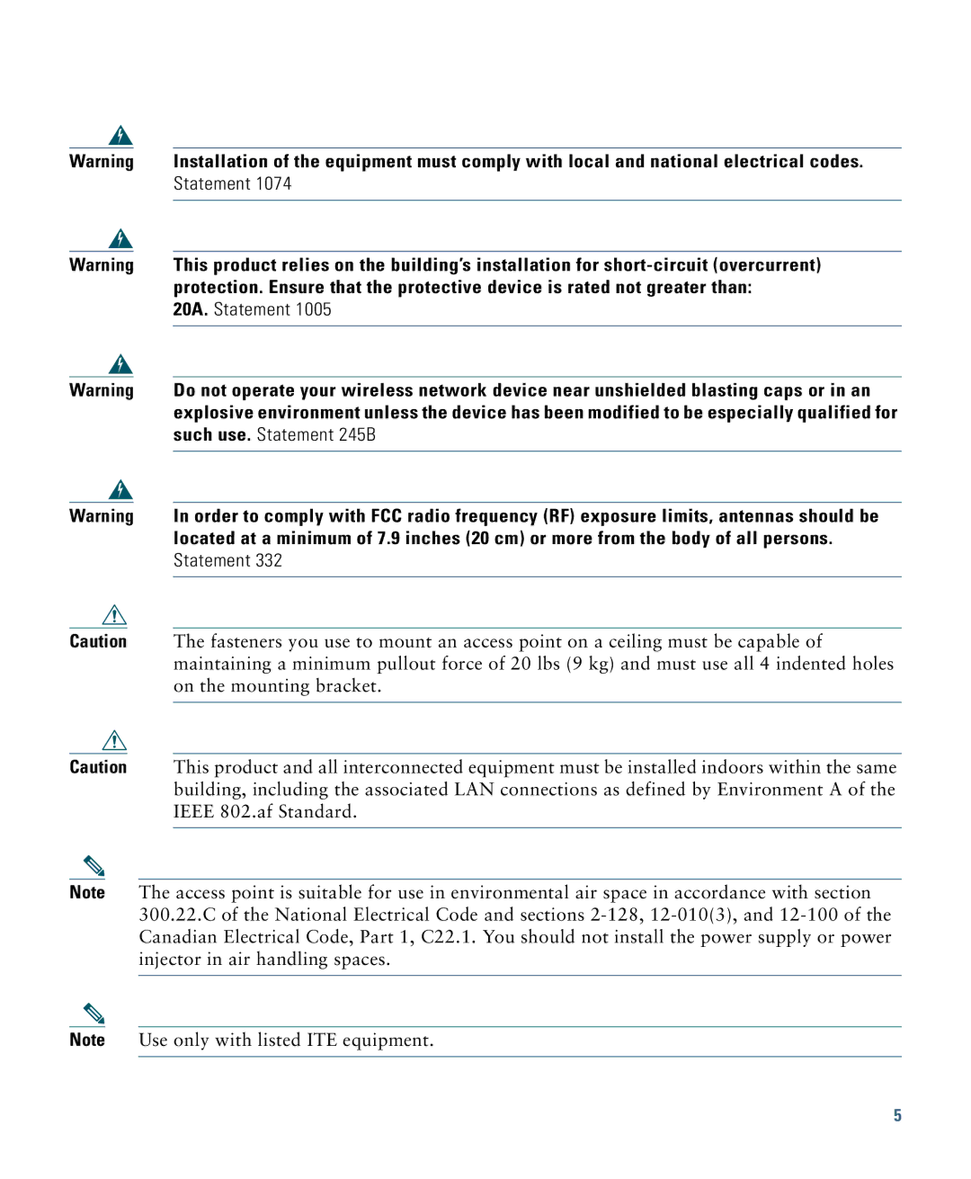 Cisco Systems 3700 specifications 20A. Statement 