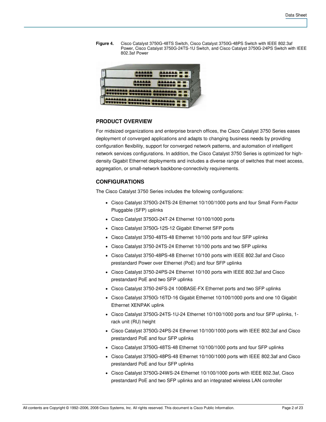 Cisco Systems 3750-24PS, 3750-48PS manual Product Overview, Configurations 