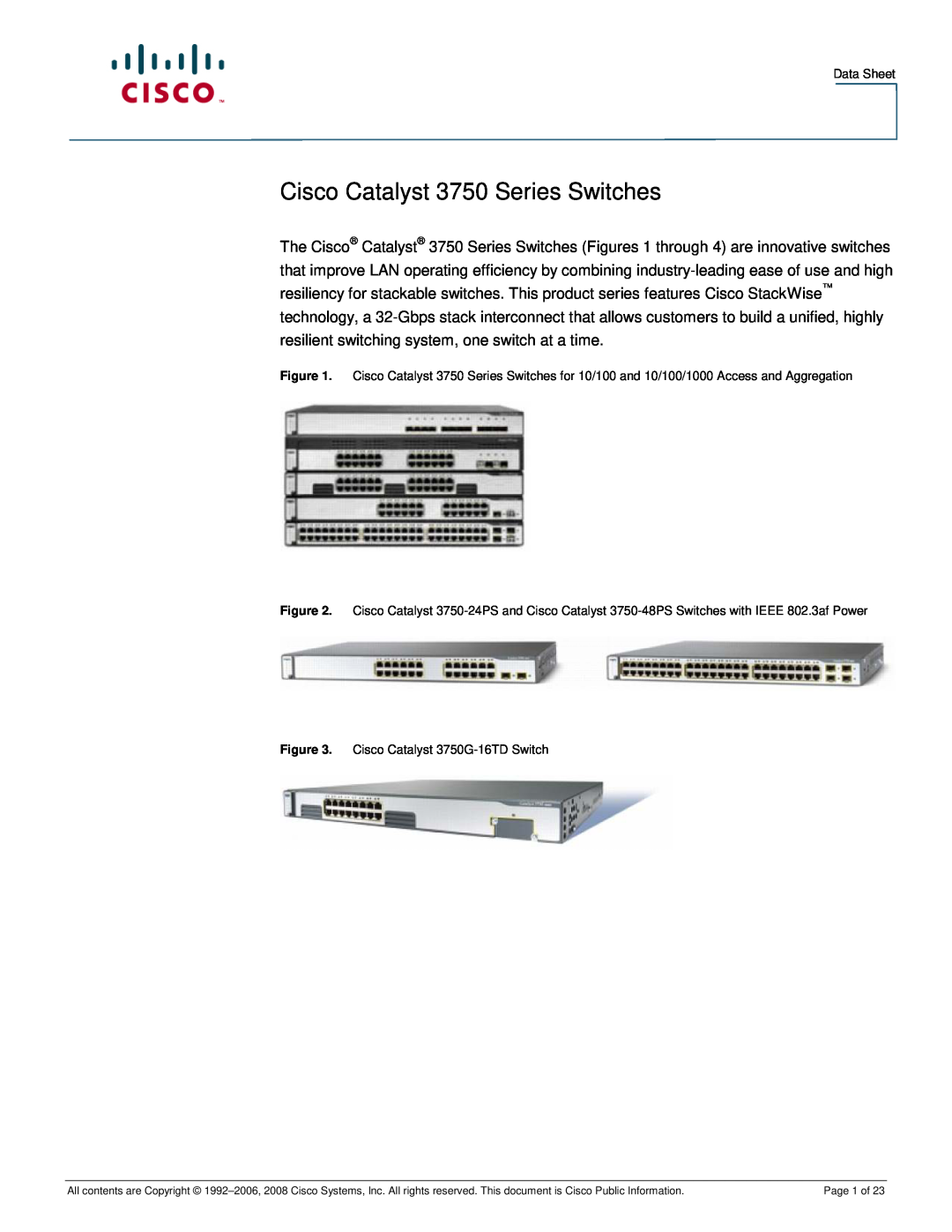 Cisco Systems 3750-48PS, 3750-24PS manual Cisco Catalyst 3750 Series Switches 