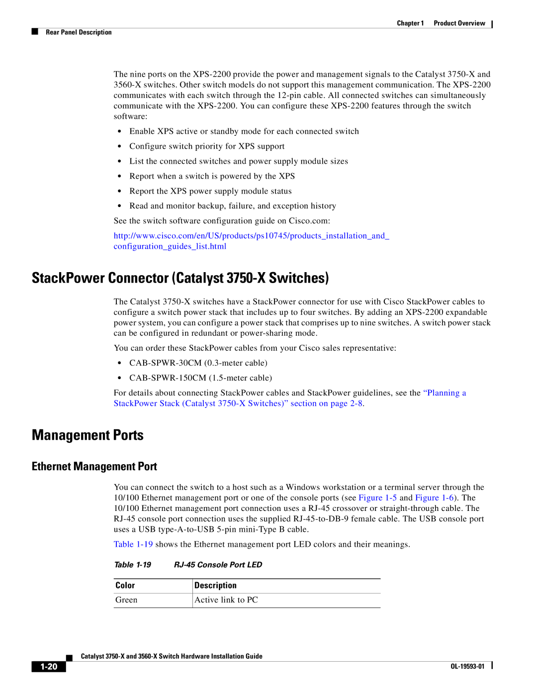 Cisco Systems 3560-X manual StackPower Connector Catalyst 3750-X Switches, Management Ports, Ethernet Management Port 