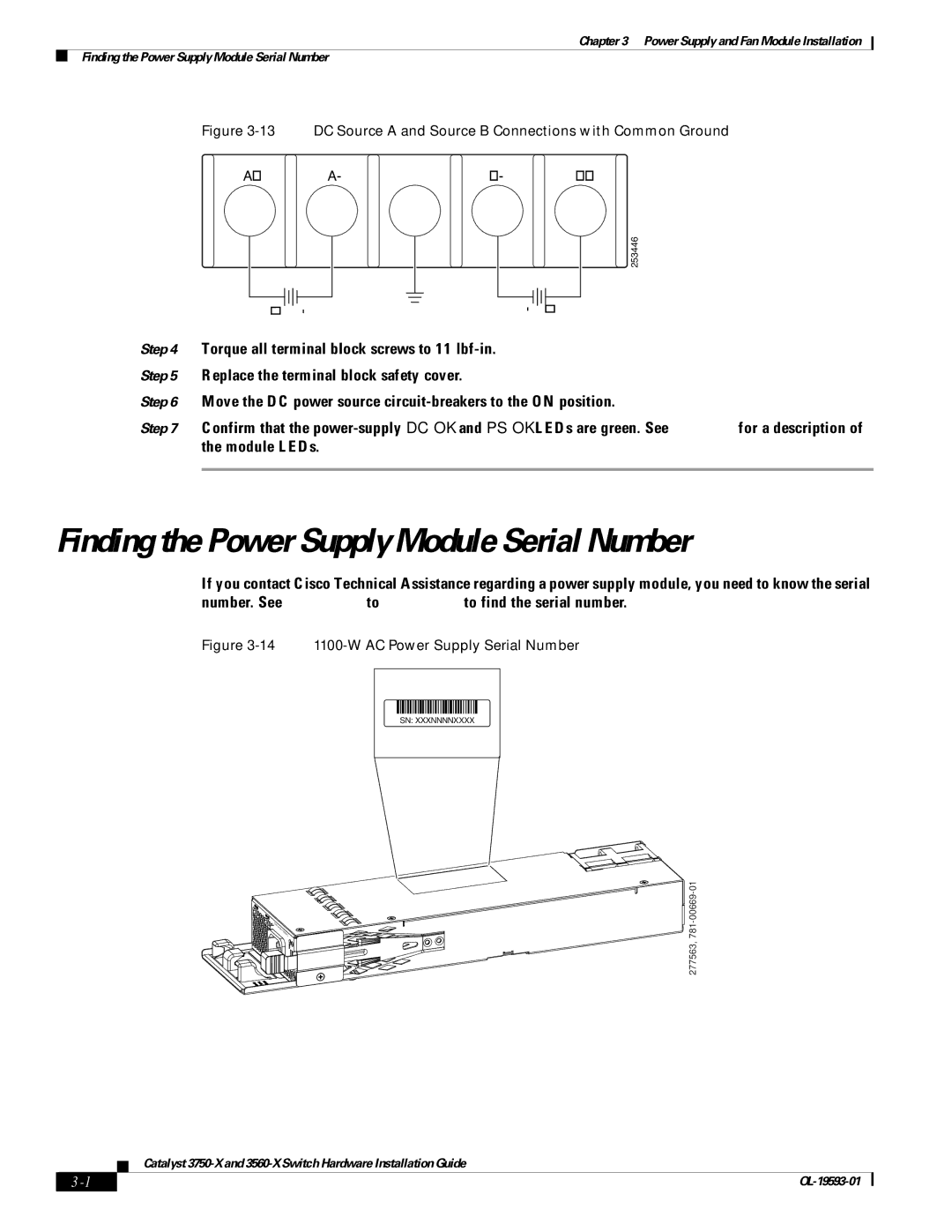 Cisco Systems 3750-X, 3560-X manual Finding the Power Supply Module Serial Number 