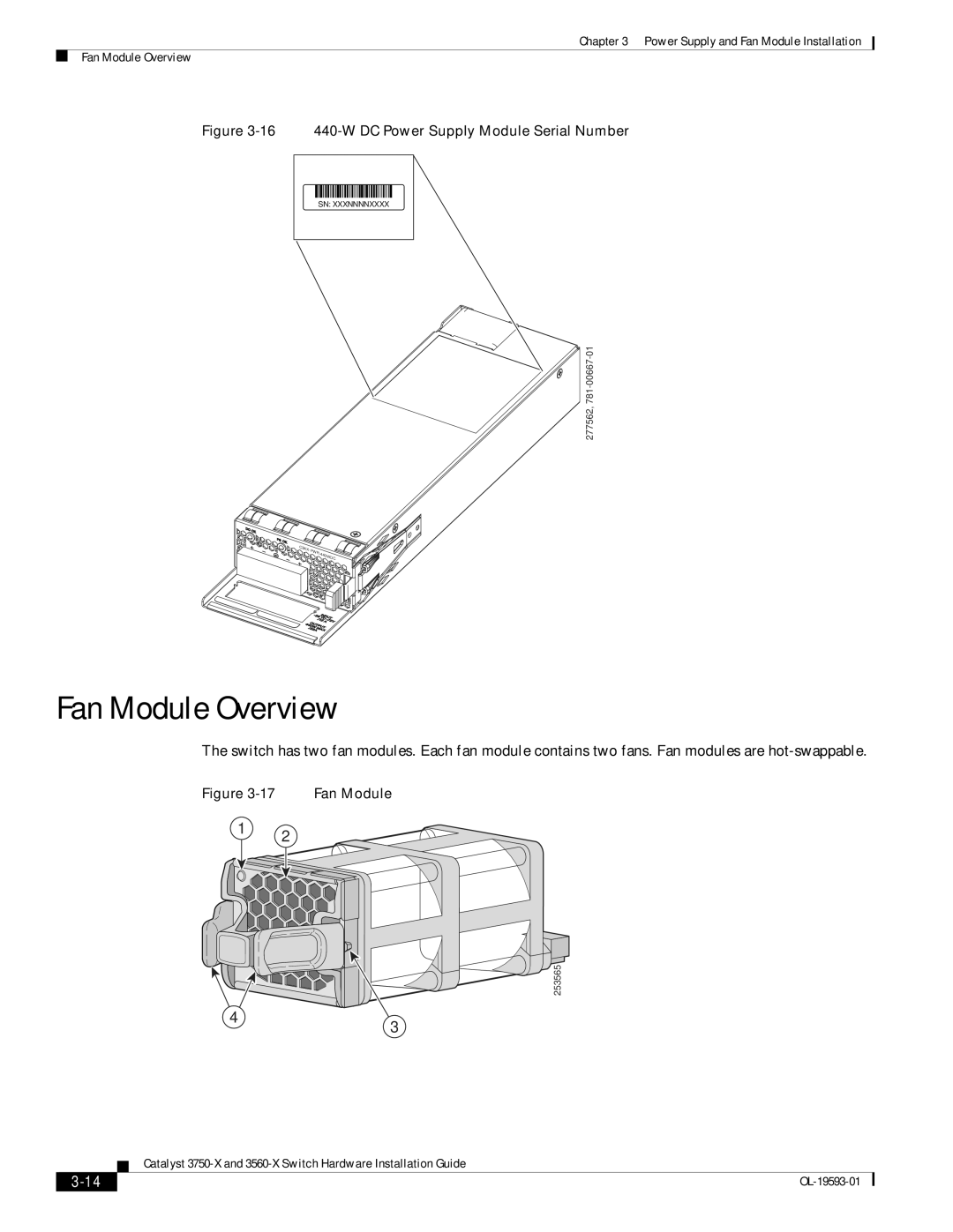 Cisco Systems 3750-X, 3560-X manual Fan Module Overview 