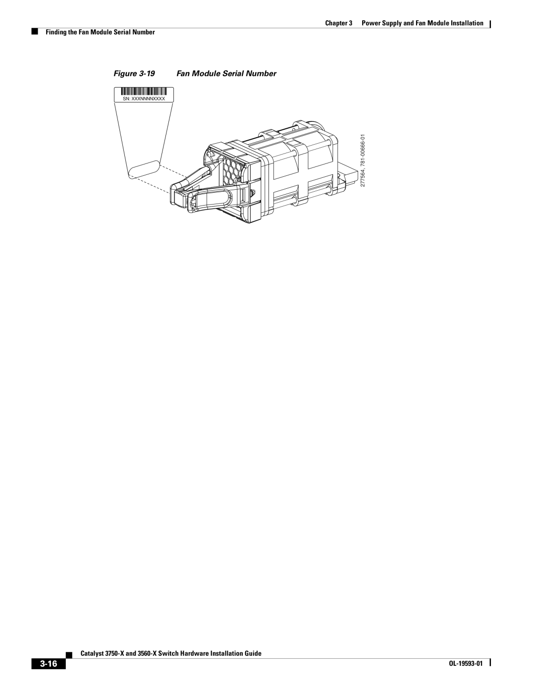 Cisco Systems 3750-X, 3560-X manual Fan Module Serial Number 