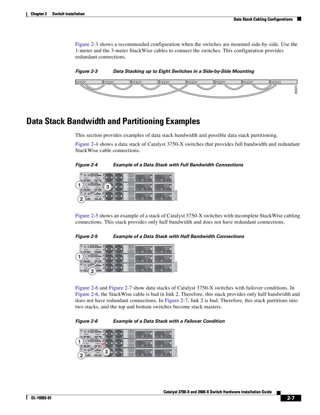 Cisco Systems 3560-X Data Stack Bandwidth and Partitioning Examples, 6 Example of a Data Stack with a Failover Condition 