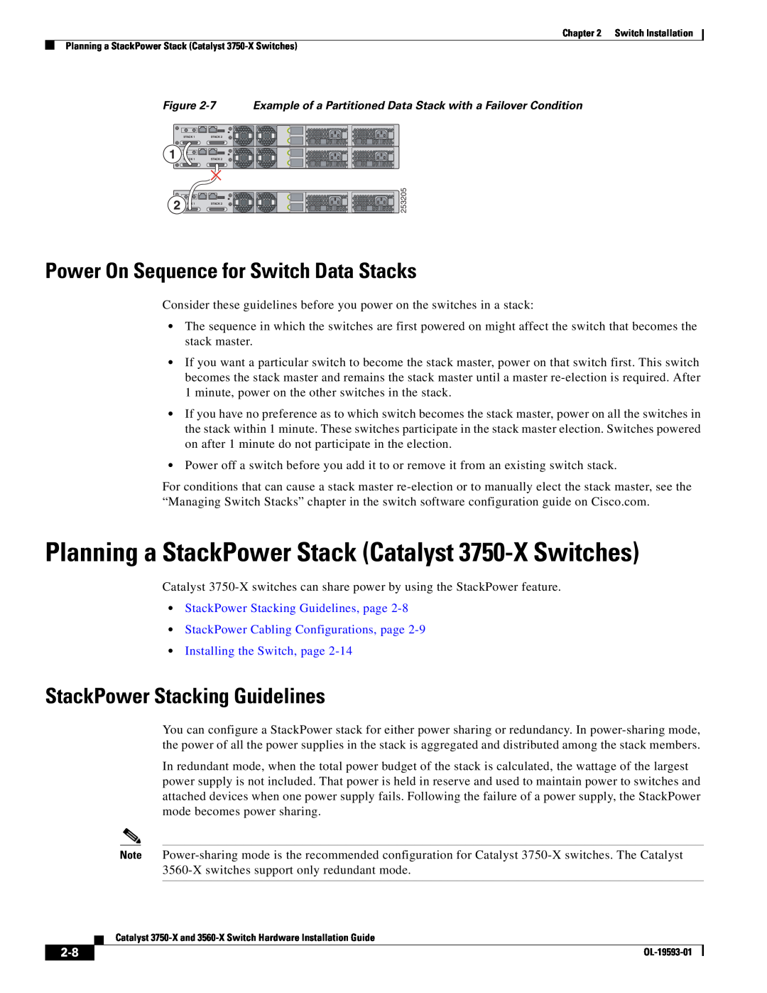 Cisco Systems 3560-X Planning a StackPower Stack Catalyst 3750-X Switches, Power On Sequence for Switch Data Stacks 